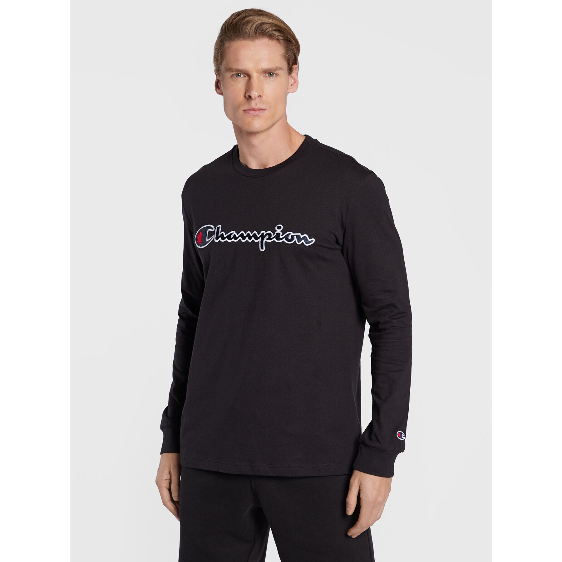 Champion S dlouhým rukávem Script Logo 217861 Černá Regular Fit - Pepit.cz