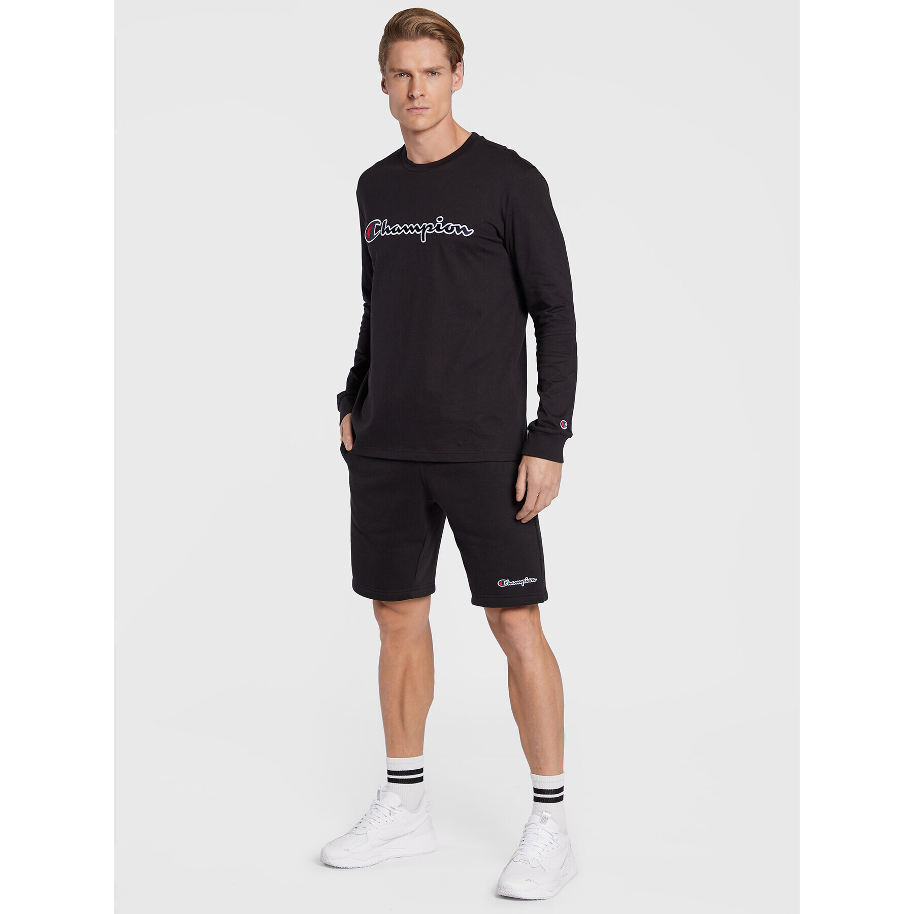 Champion S dlouhým rukávem Script Logo 217861 Černá Regular Fit - Pepit.cz