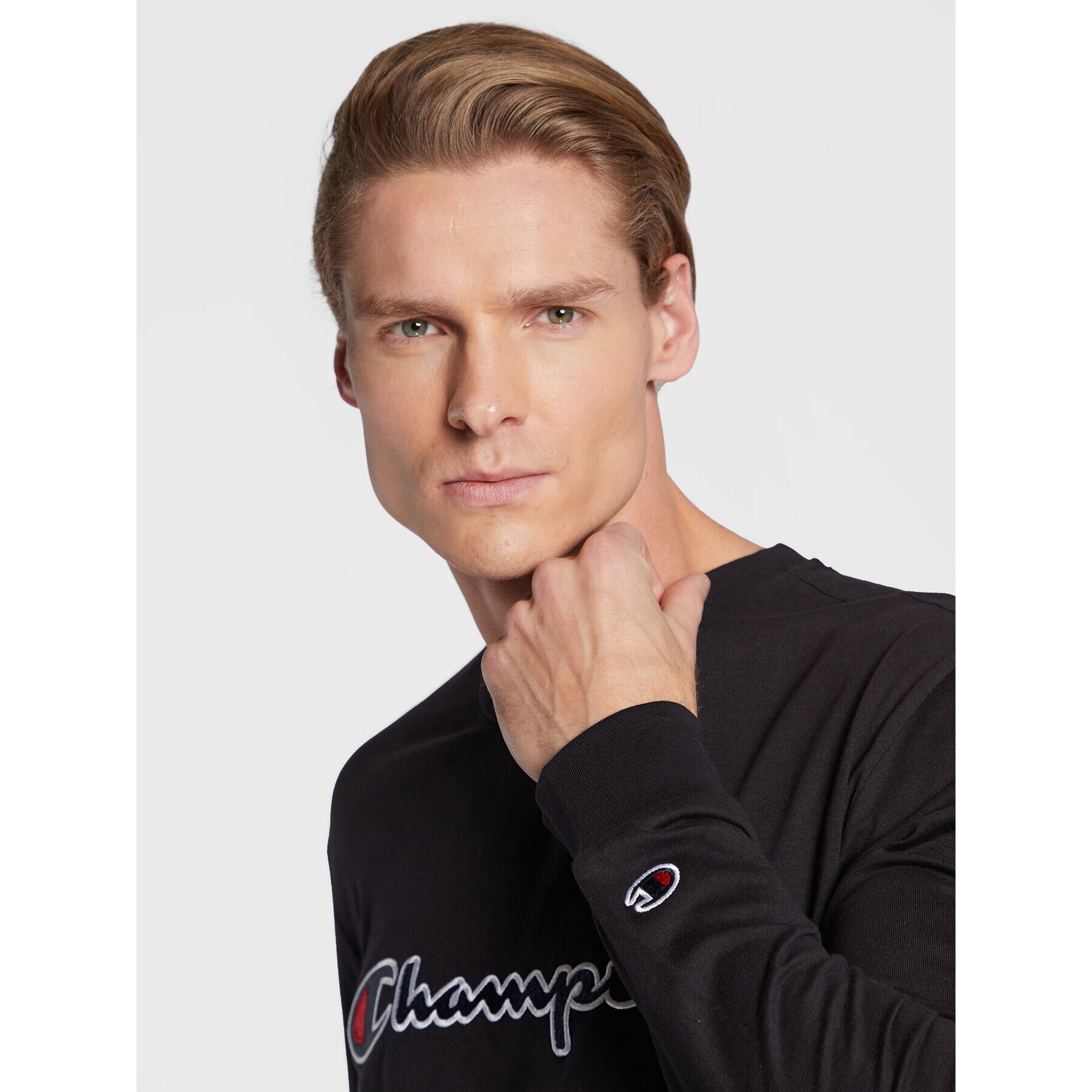 Champion S dlouhým rukávem Script Logo 217861 Černá Regular Fit - Pepit.cz