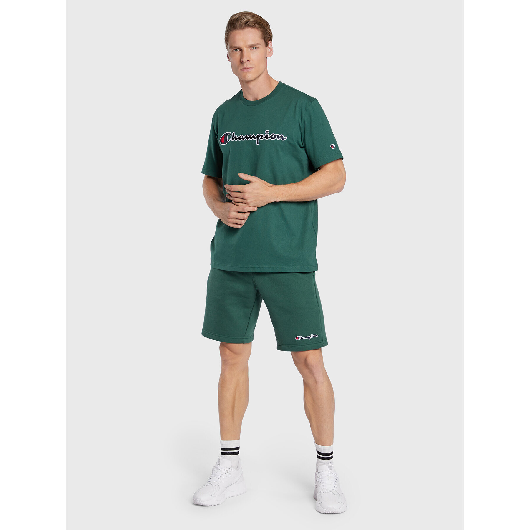 Champion Sportovní kraťasy Small Embroidery Script 218295 Zelená Regular Fit - Pepit.cz