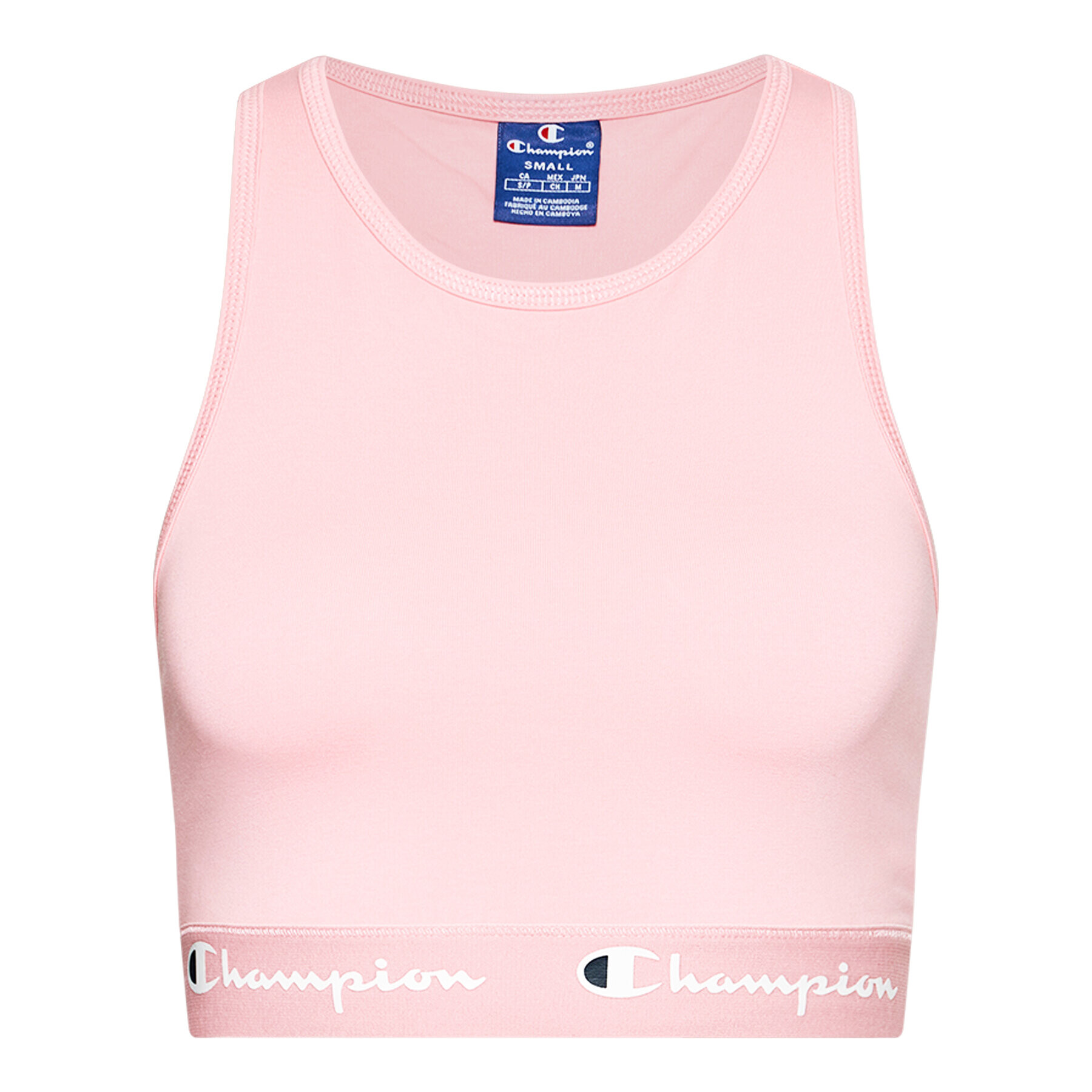 Champion Sportovní podprsenka Script Logo Waist Racer Back 112856 Růžová - Pepit.cz