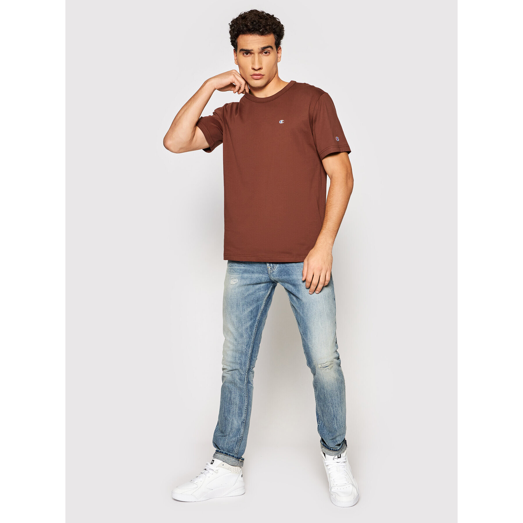 Champion T-Shirt 216545 Hnědá Regular Fit - Pepit.cz