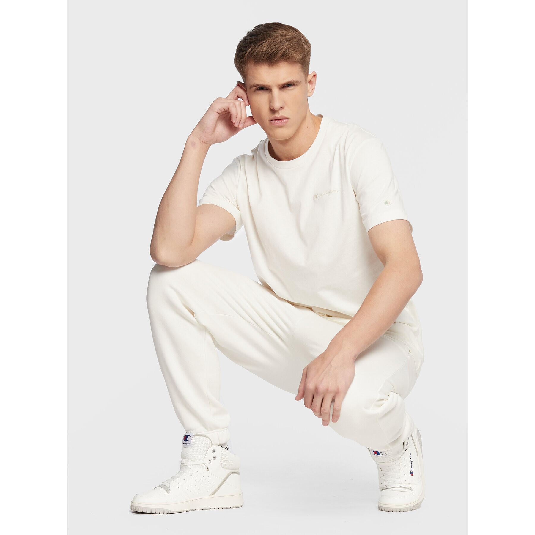 Champion T-Shirt 217921 Écru Regular Fit - Pepit.cz