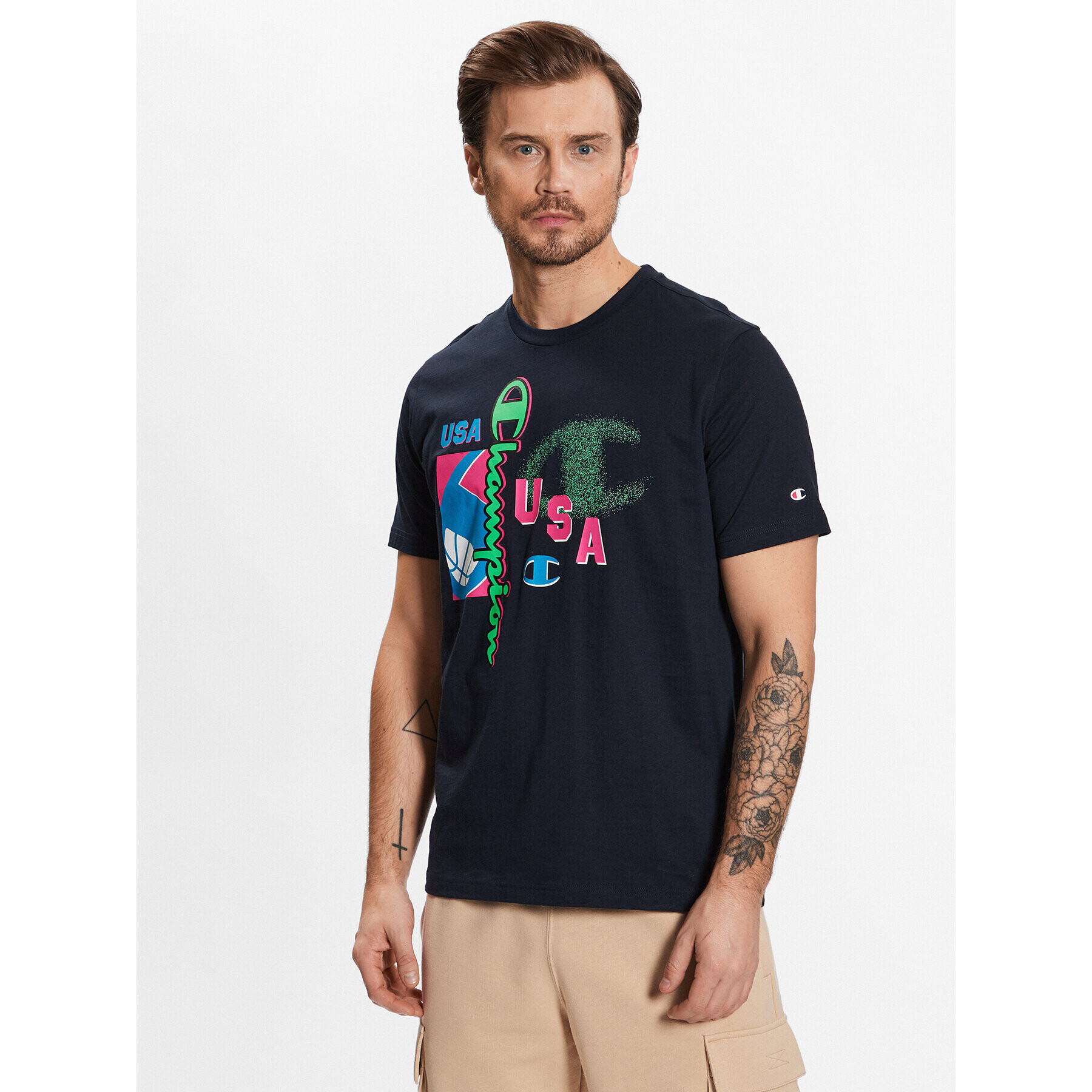 Champion T-Shirt 218483 Tmavomodrá Regular Fit - Pepit.cz