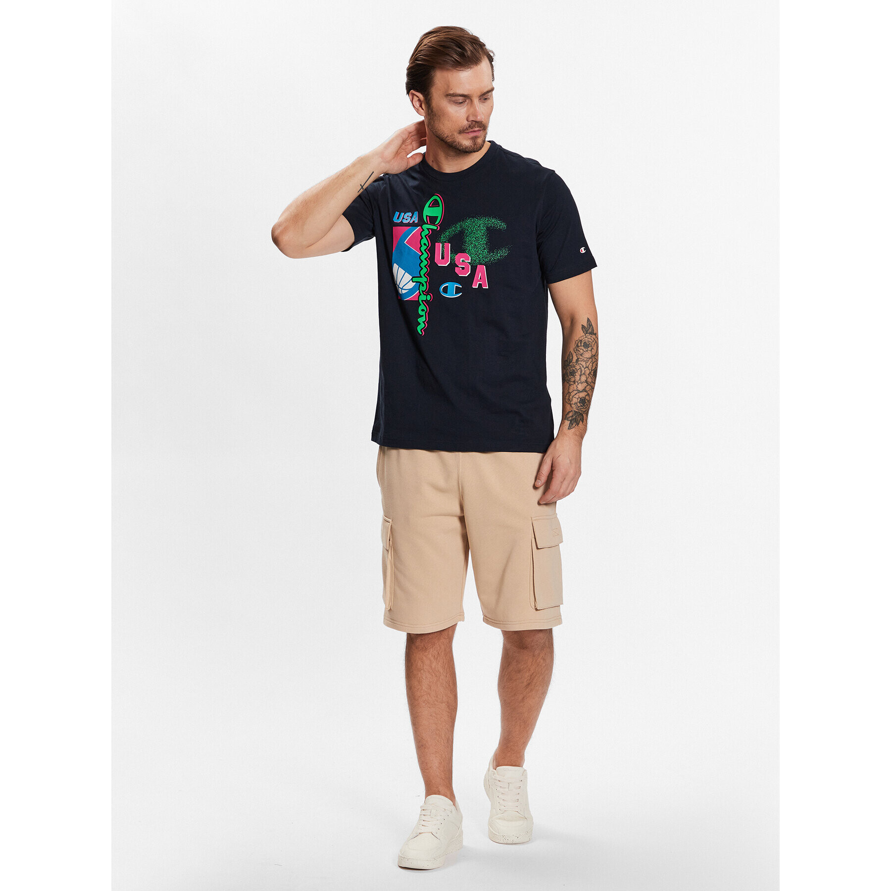 Champion T-Shirt 218483 Tmavomodrá Regular Fit - Pepit.cz