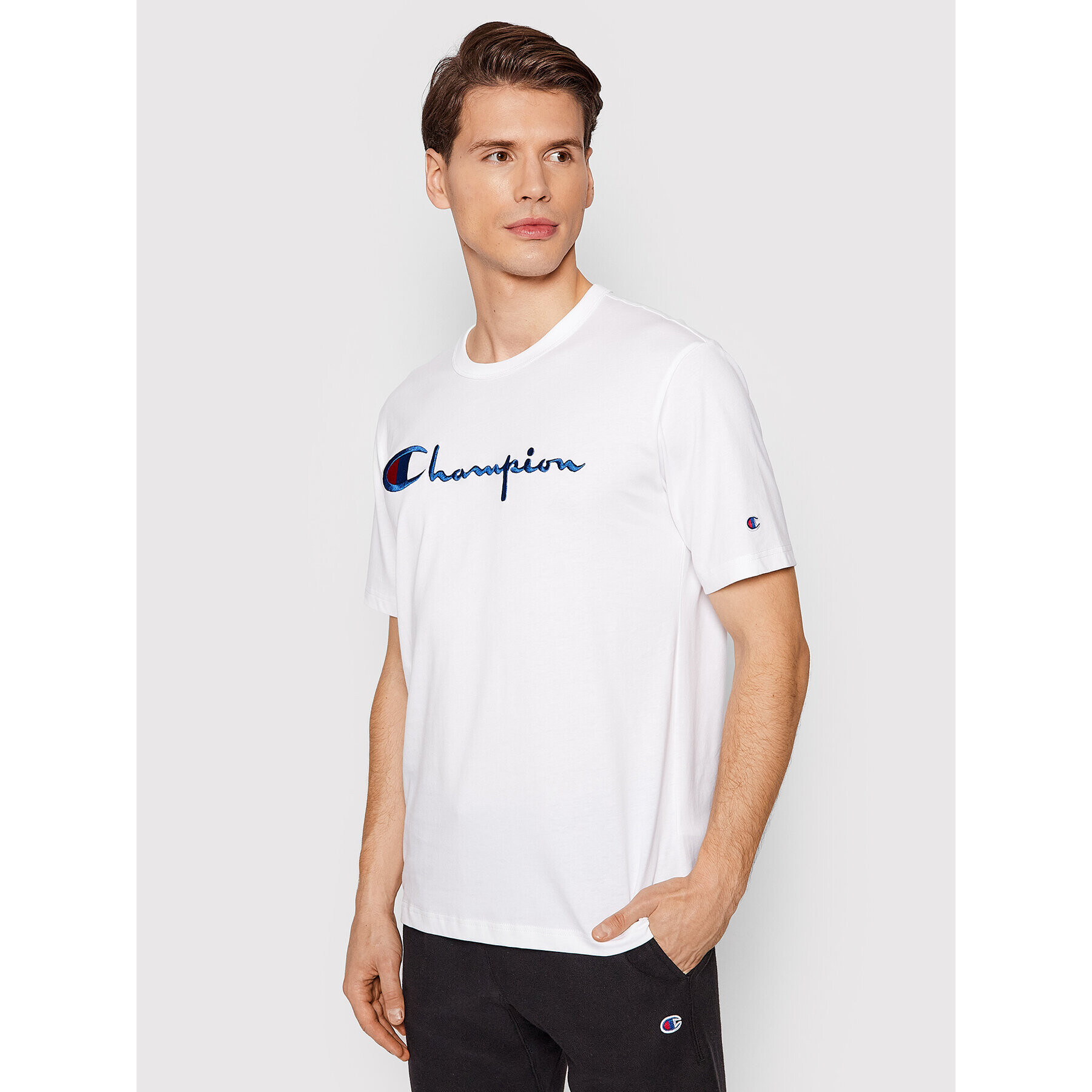 Champion T-Shirt Big Script Logo 216547 Bílá Regular Fit - Pepit.cz