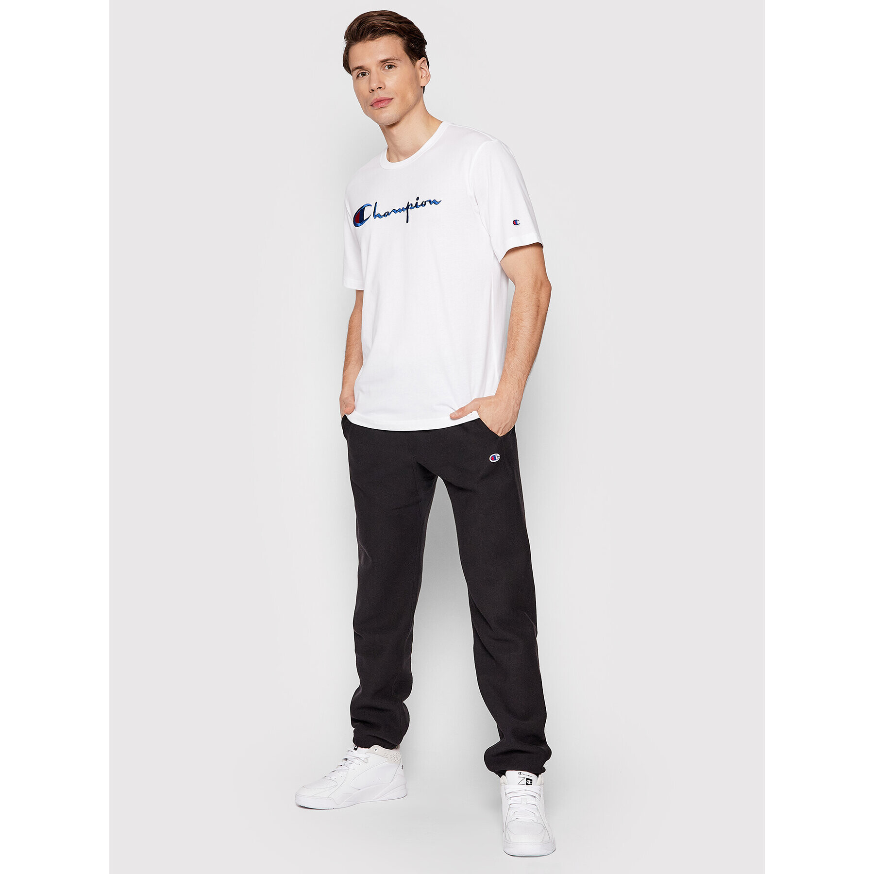 Champion T-Shirt Big Script Logo 216547 Bílá Regular Fit - Pepit.cz