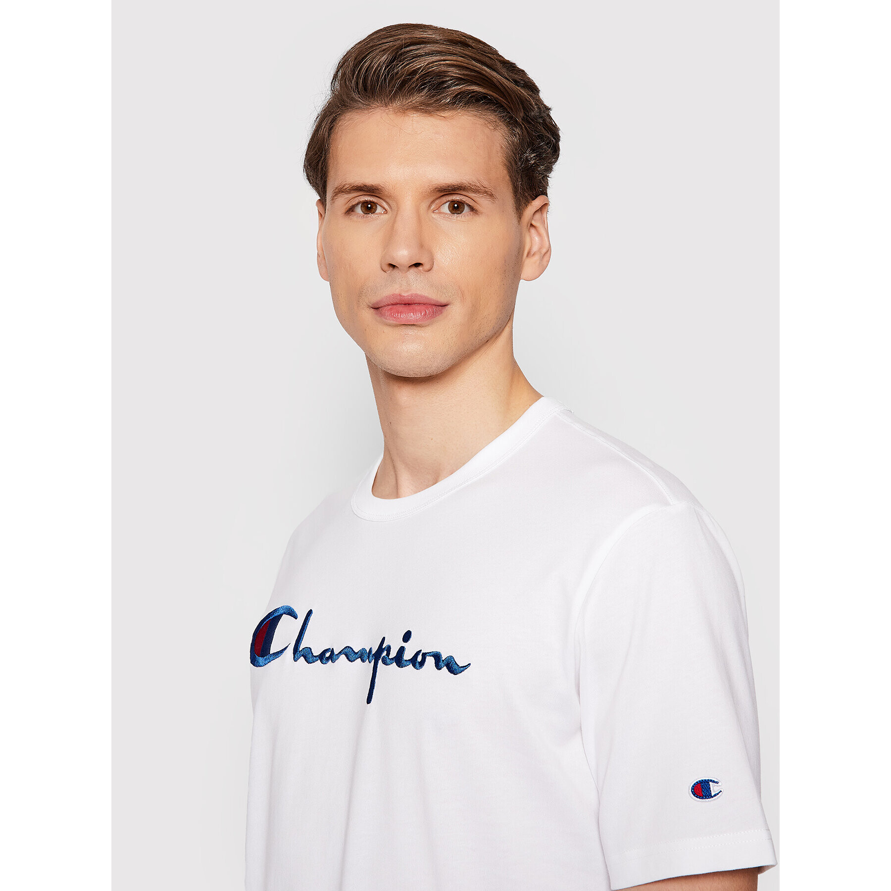 Champion T-Shirt Big Script Logo 216547 Bílá Regular Fit - Pepit.cz