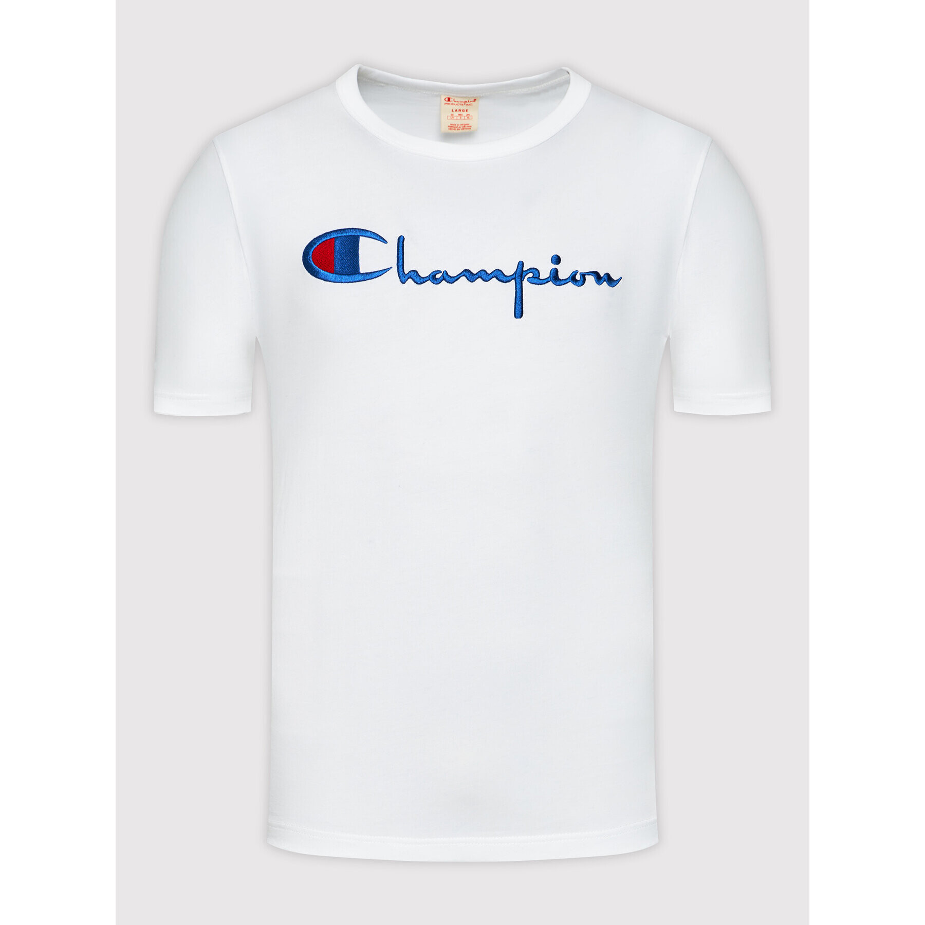 Champion T-Shirt Big Script Logo 216547 Bílá Regular Fit - Pepit.cz