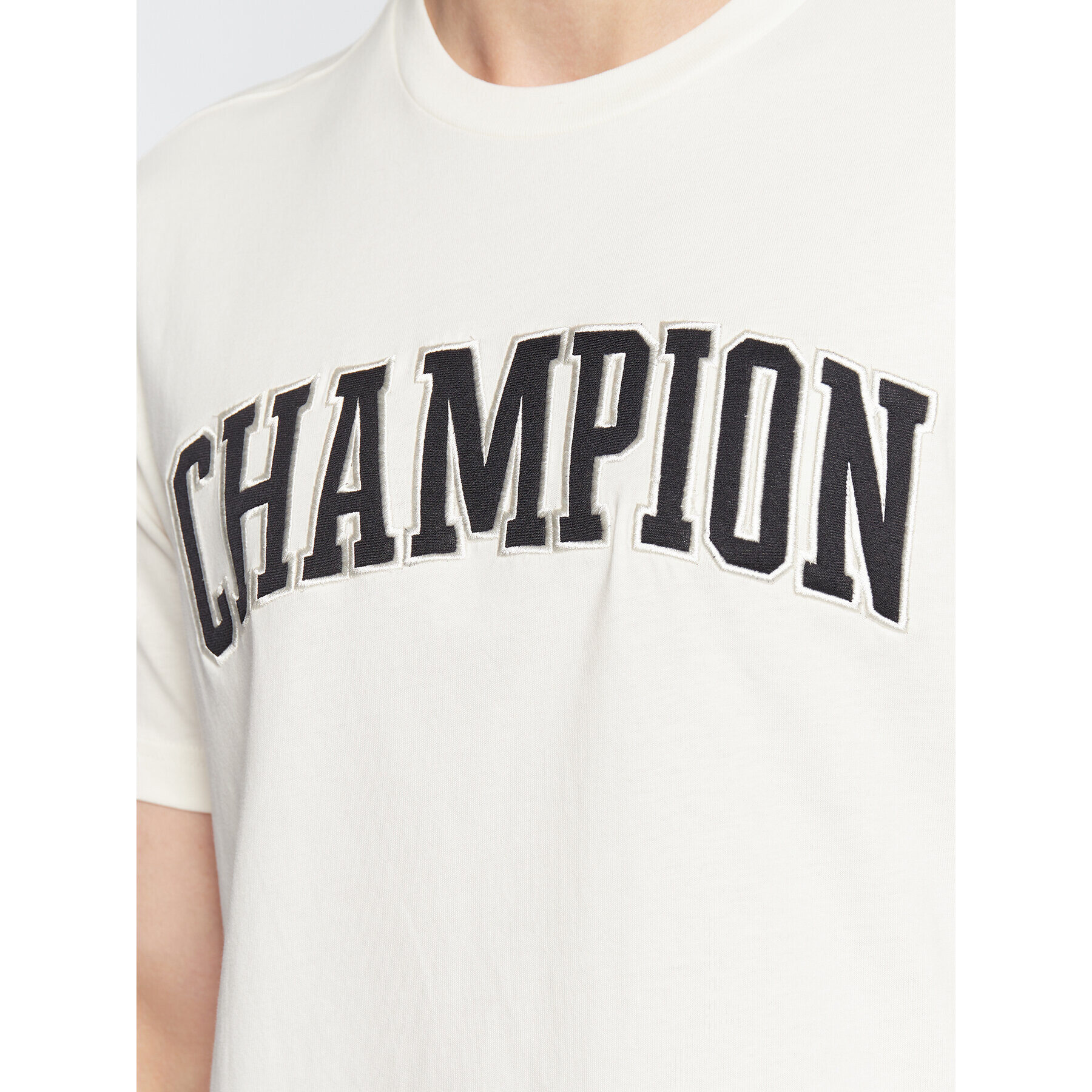 Champion T-Shirt Bookstore Logo 217882 Écru Regular Fit - Pepit.cz