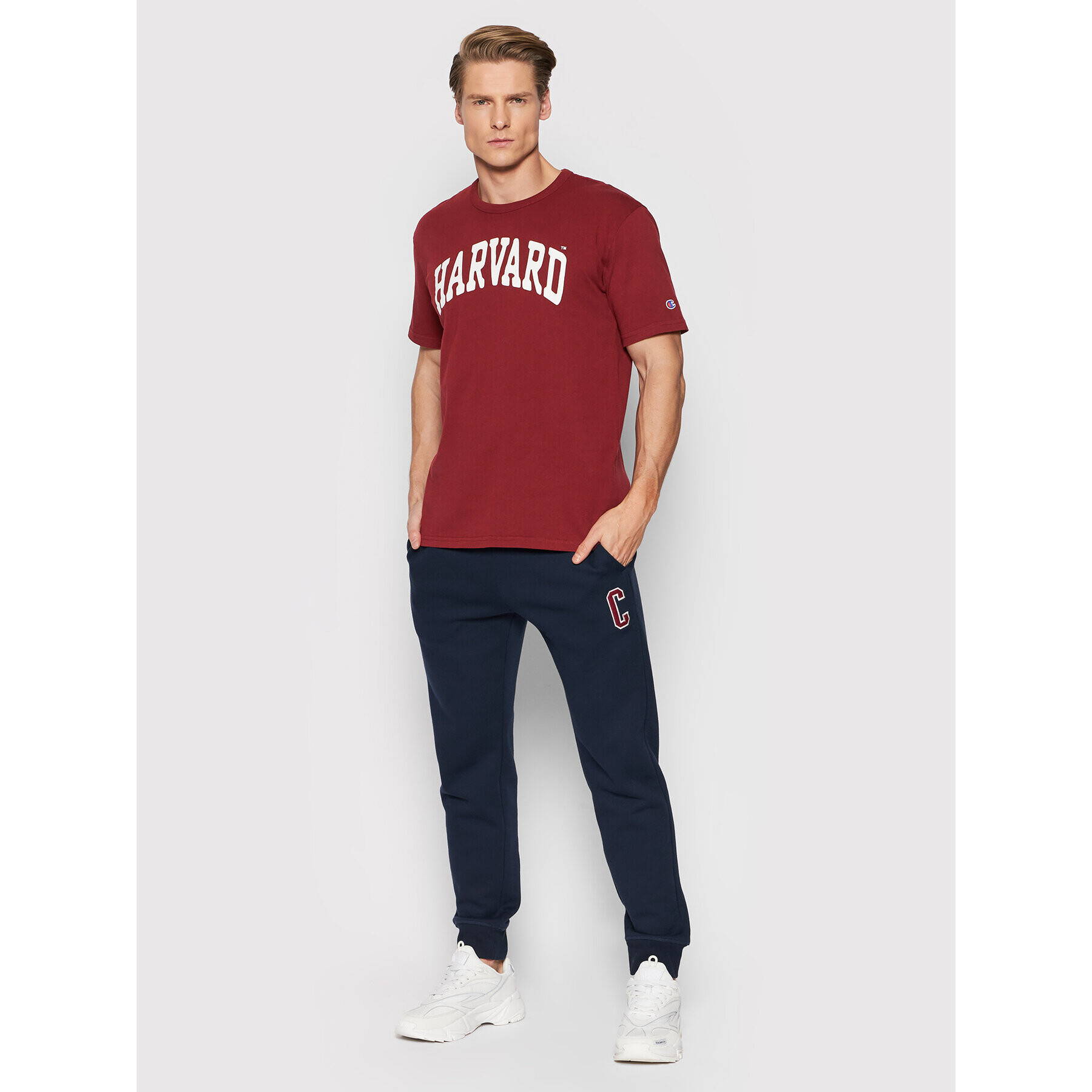 Champion T-Shirt College Print 216818 Bordó Regular Fit - Pepit.cz