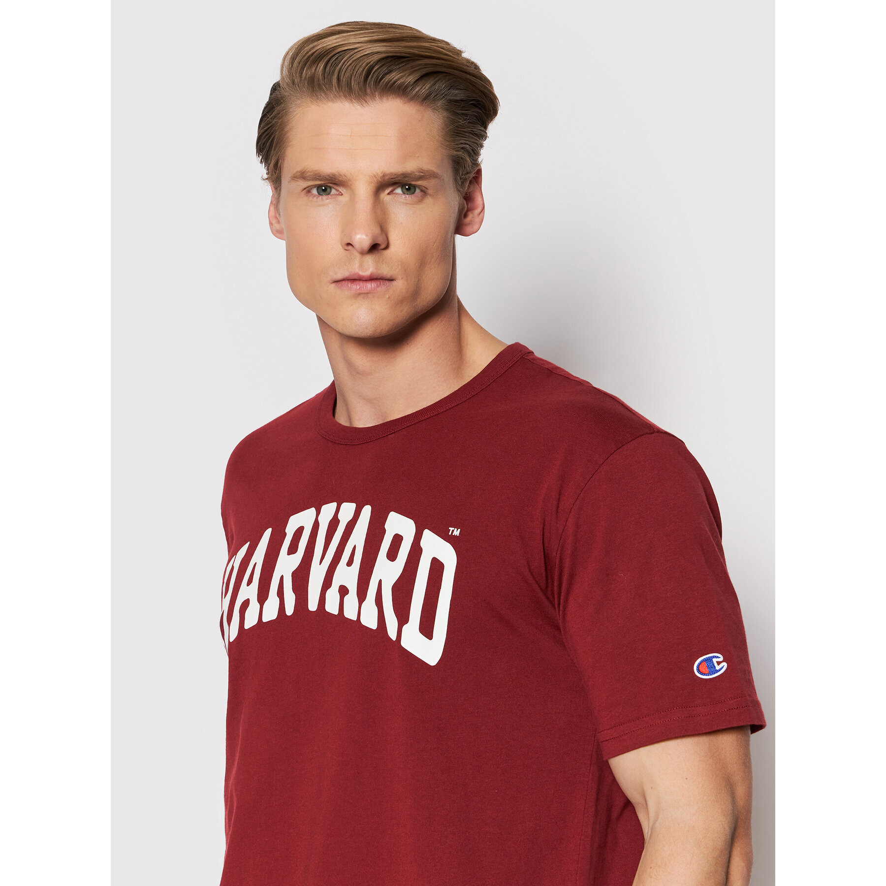 Champion T-Shirt College Print 216818 Bordó Regular Fit - Pepit.cz