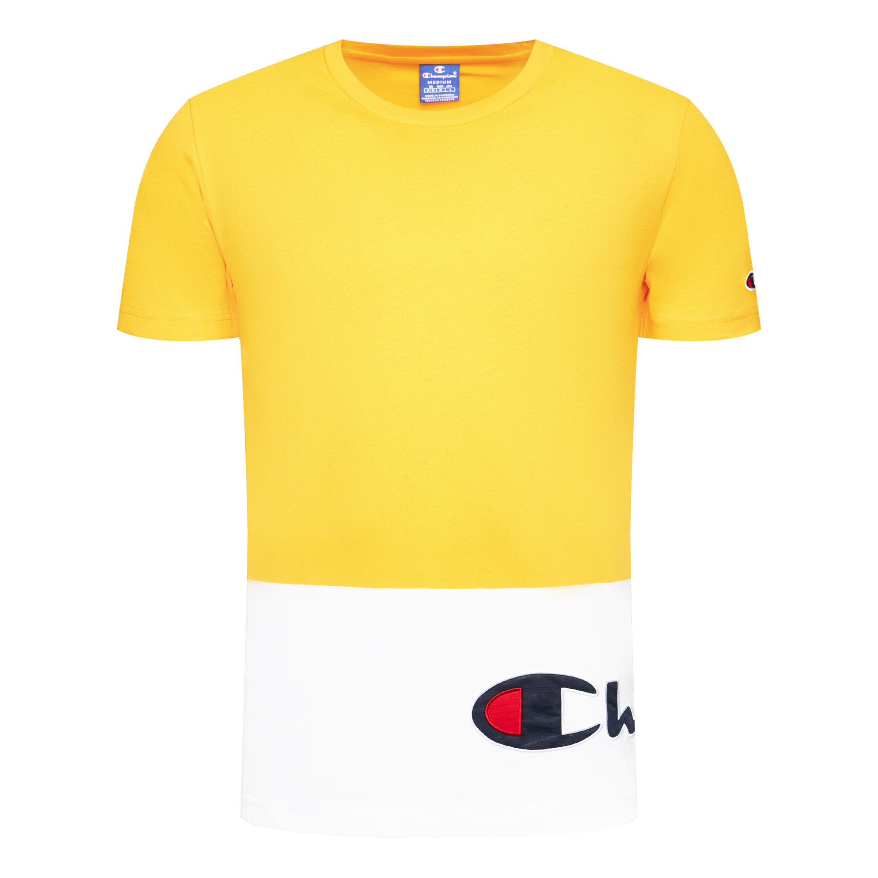 Champion T-Shirt Colour Block Wraparound Logo 214208 Žlutá Regular Fit - Pepit.cz