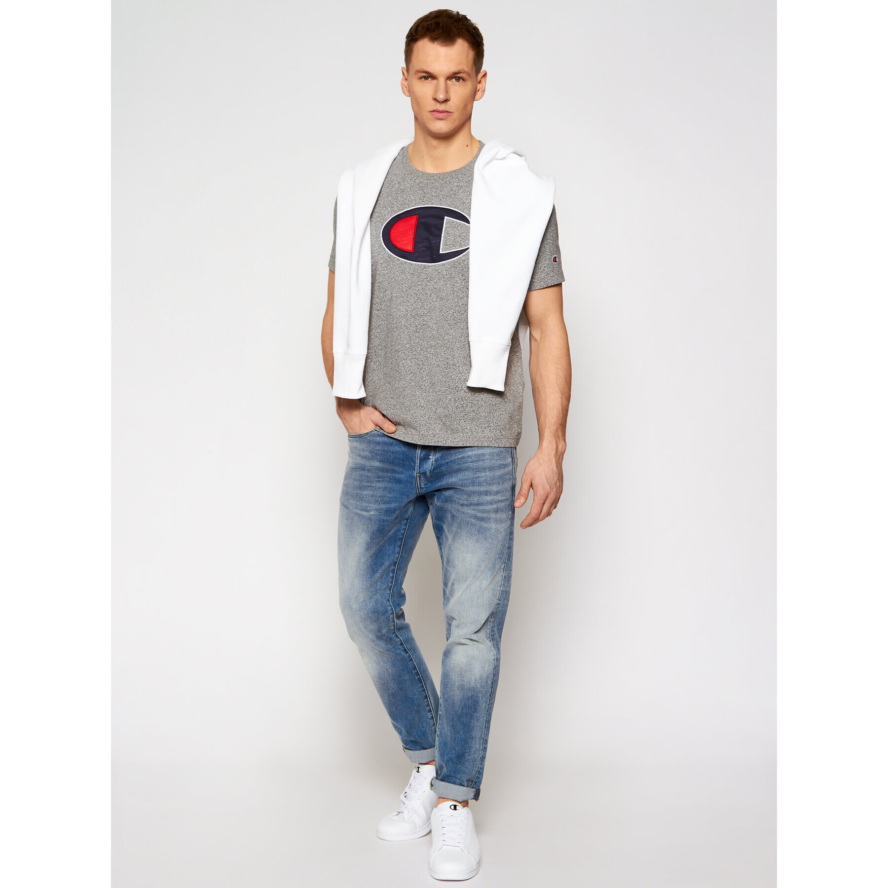 Champion T-Shirt Crewneck 214405 Šedá Regular Fit - Pepit.cz