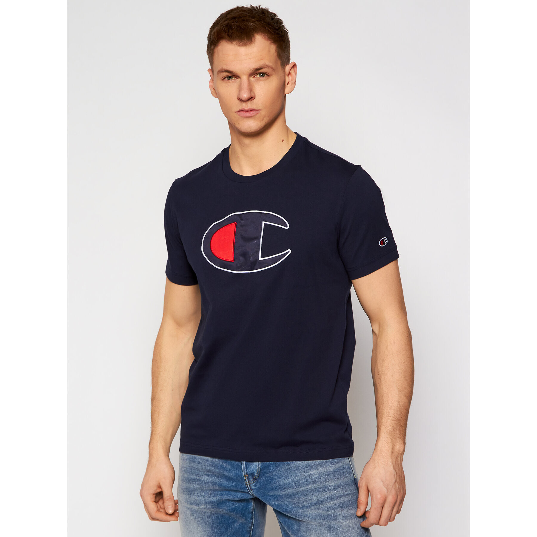 Champion T-Shirt Crewneck 214405 Tmavomodrá Comfort Fit - Pepit.cz