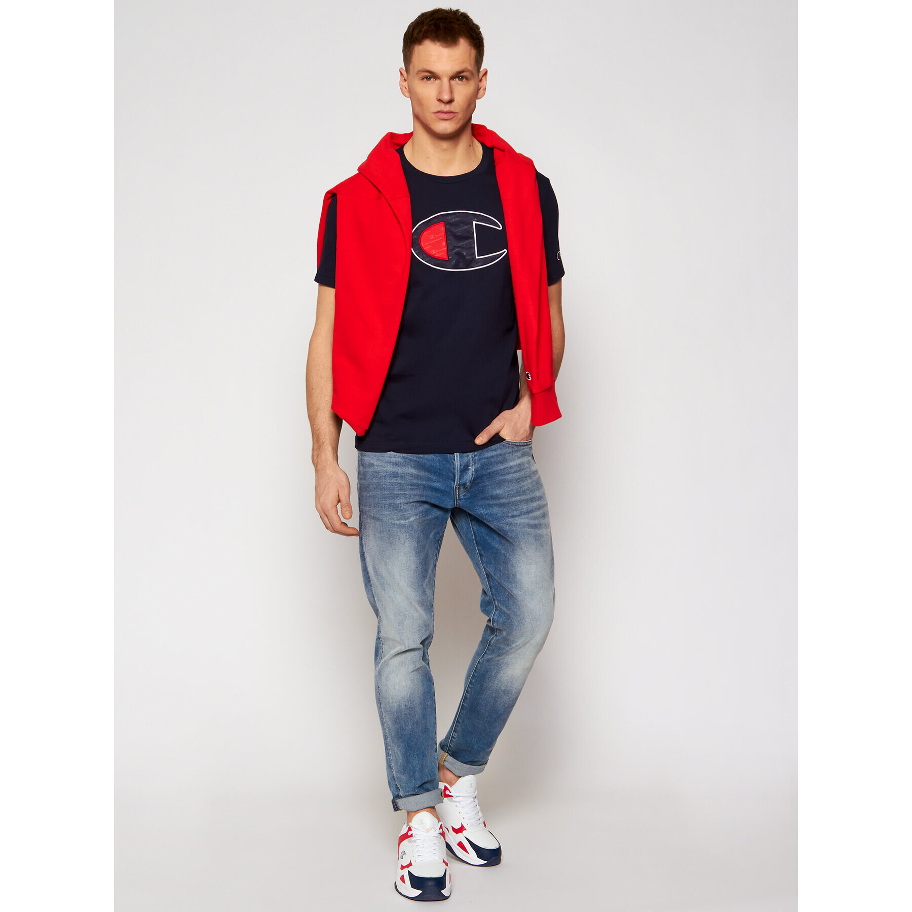 Champion T-Shirt Crewneck 214405 Tmavomodrá Comfort Fit - Pepit.cz