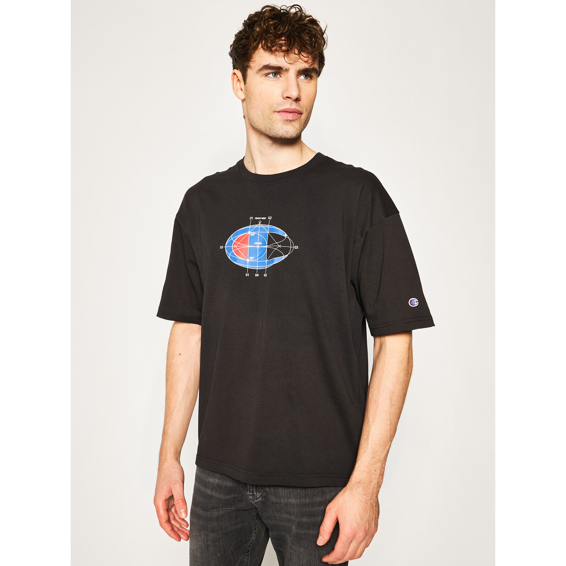 Champion T-Shirt Deconstructed C Logo 214420 Černá Muscle Fit - Pepit.cz