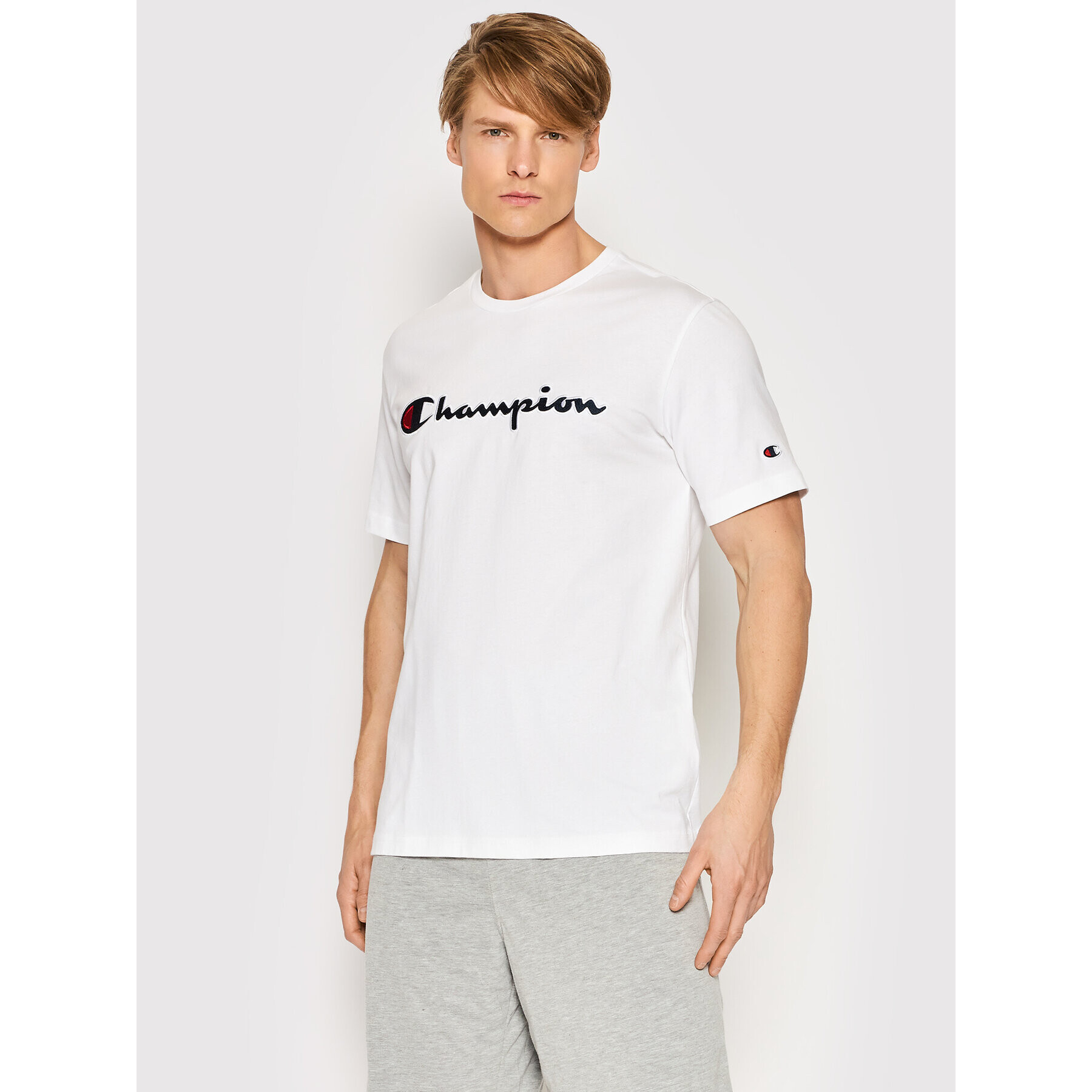 Champion T-Shirt Embroidered 217814 Bílá Regular Fit - Pepit.cz