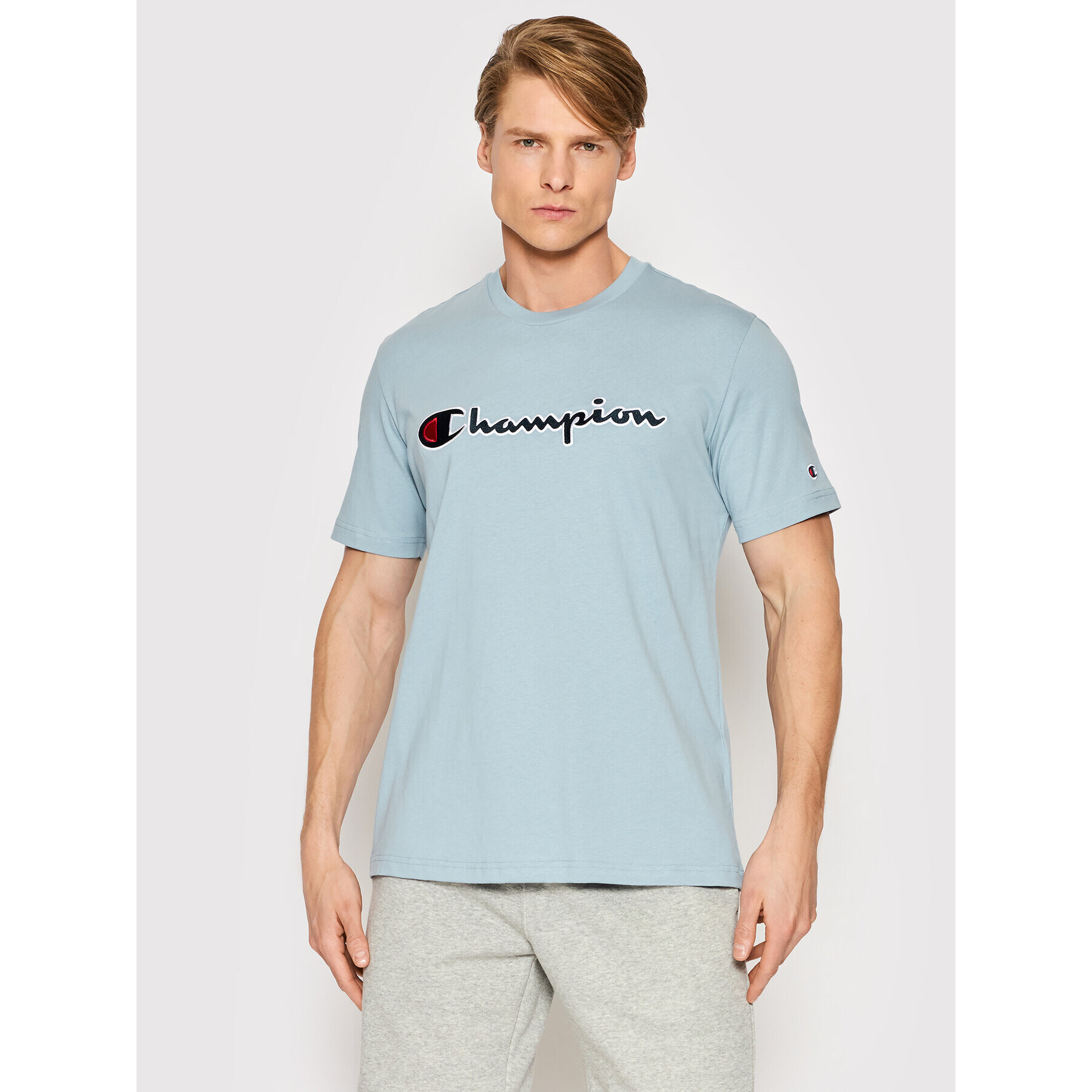 Champion T-Shirt Embroidered 217814 Modrá Regular Fit - Pepit.cz