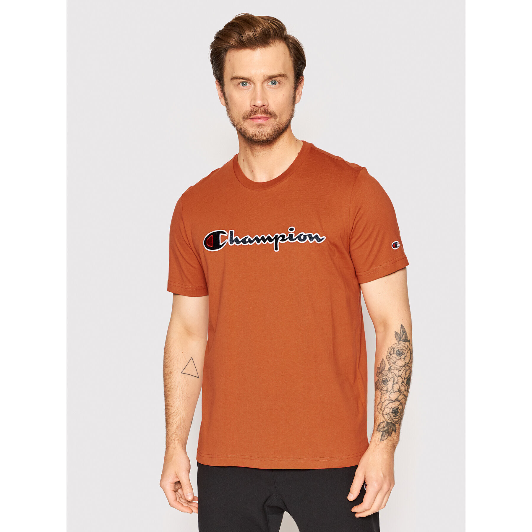 Champion T-Shirt Embroidered 217814 Oranžová Comfort Fit - Pepit.cz