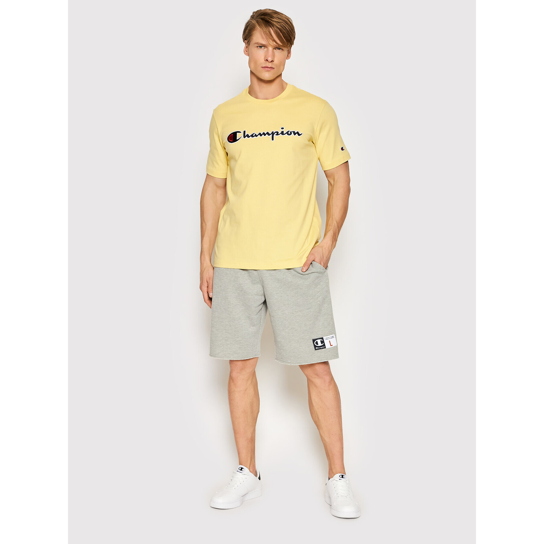 Champion T-Shirt Embroidered 217814 Žlutá Regular Fit - Pepit.cz