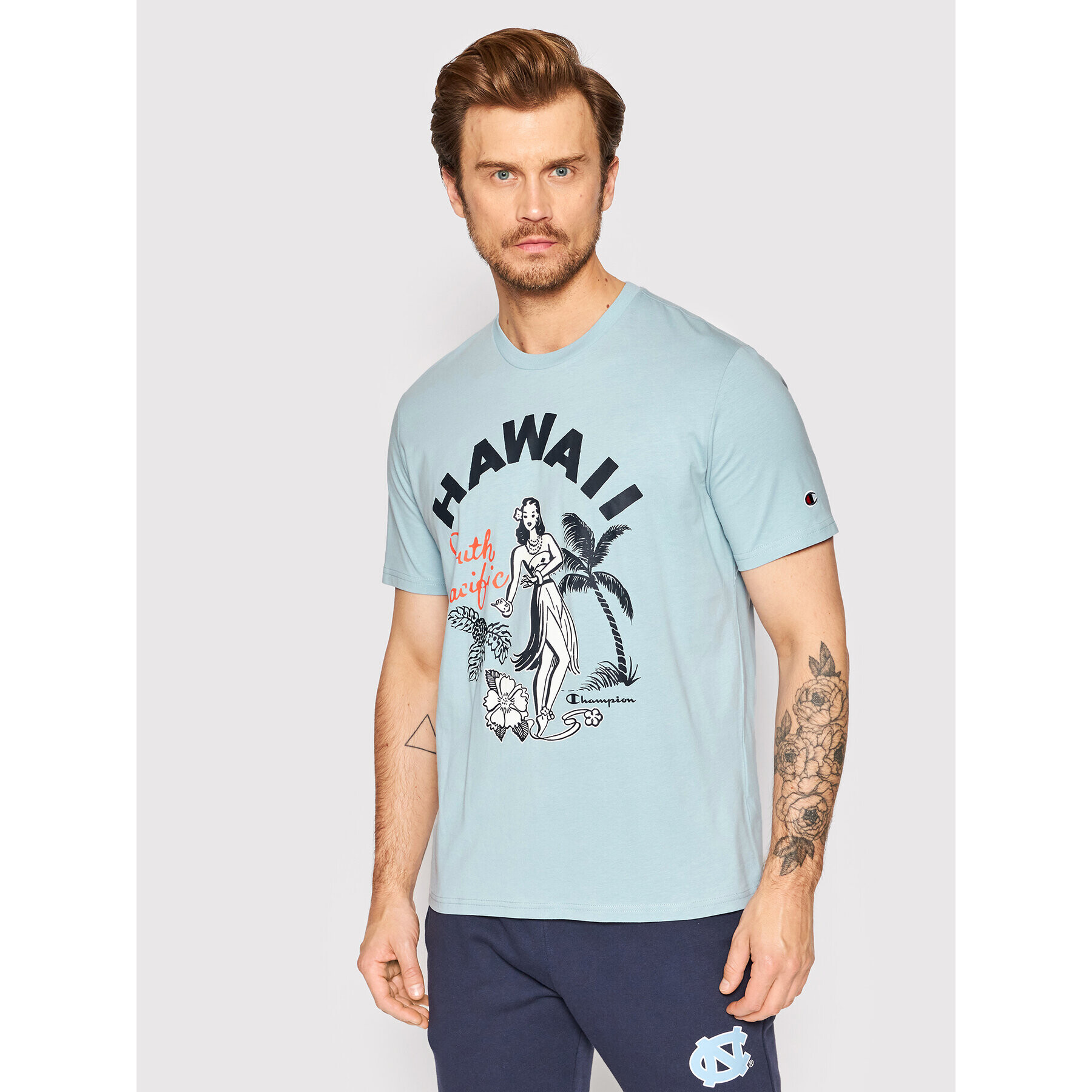 Champion T-Shirt Graphic 217269 Modrá Comfort Fit - Pepit.cz