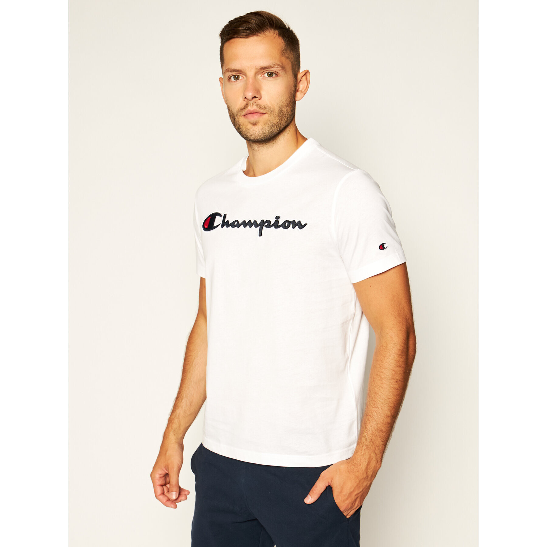 Champion T-Shirt Logo 214194 Bílá Regular Fit - Pepit.cz