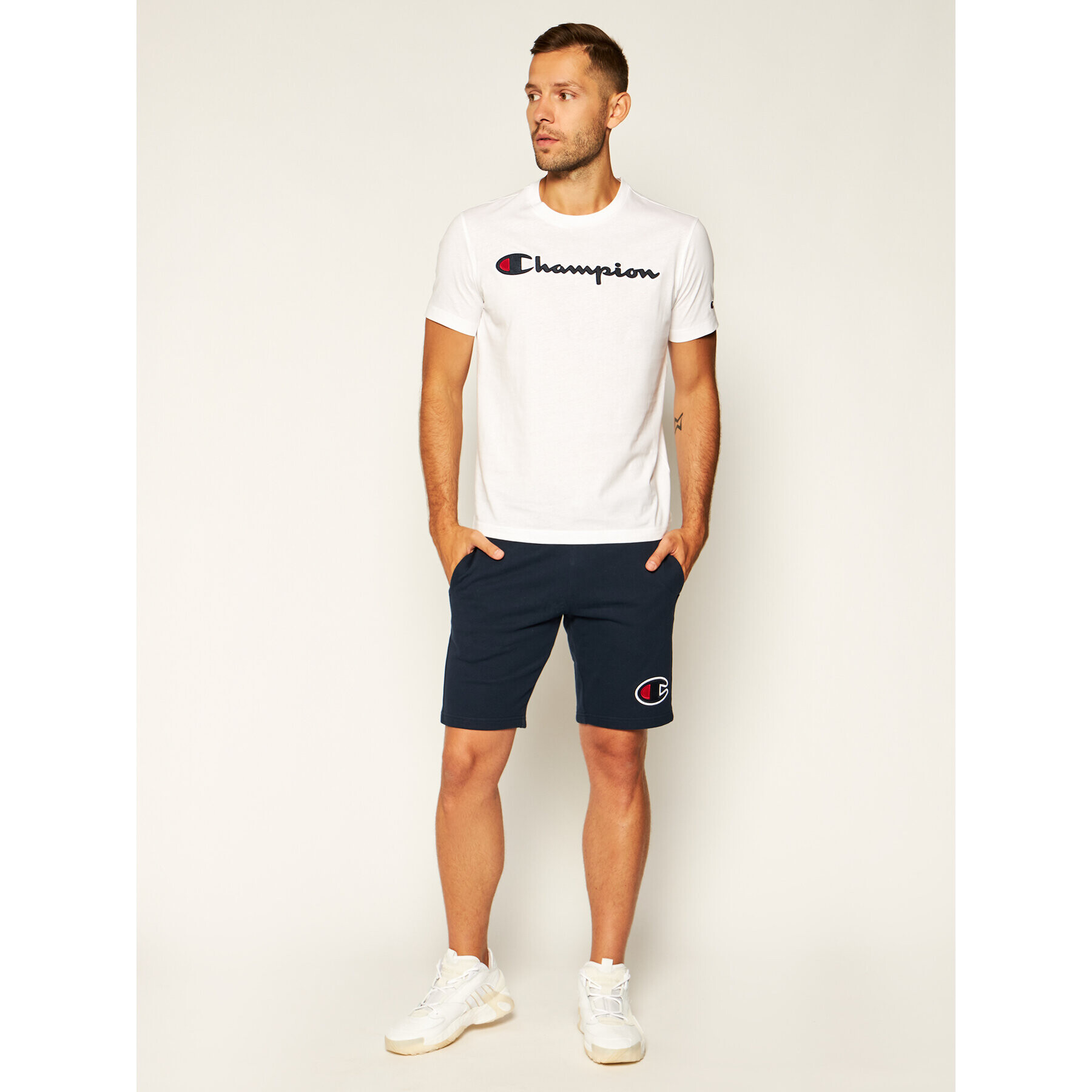 Champion T-Shirt Logo 214194 Bílá Regular Fit - Pepit.cz