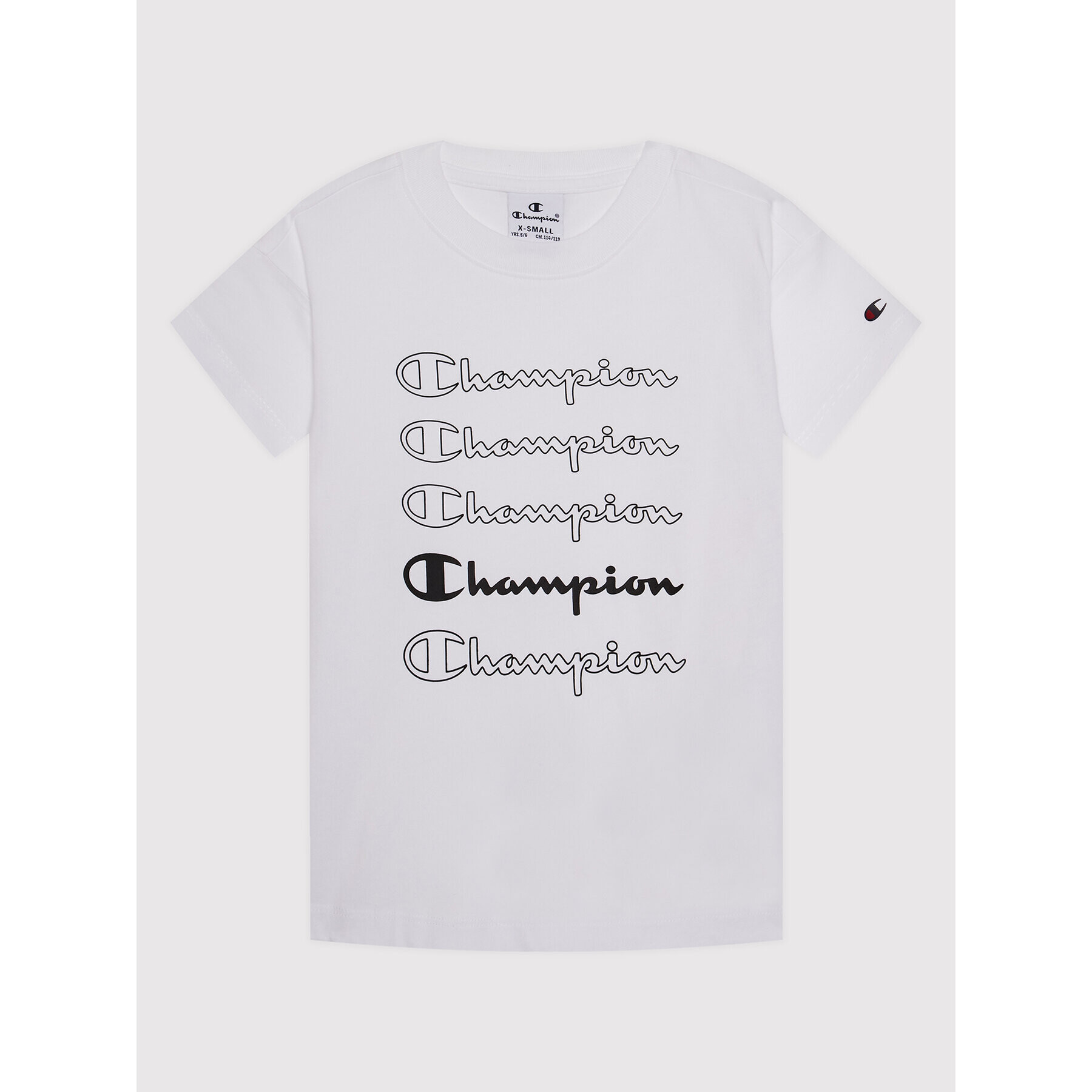 Champion T-Shirt Repeat Script Logo 404313 Bílá Custom Fit - Pepit.cz