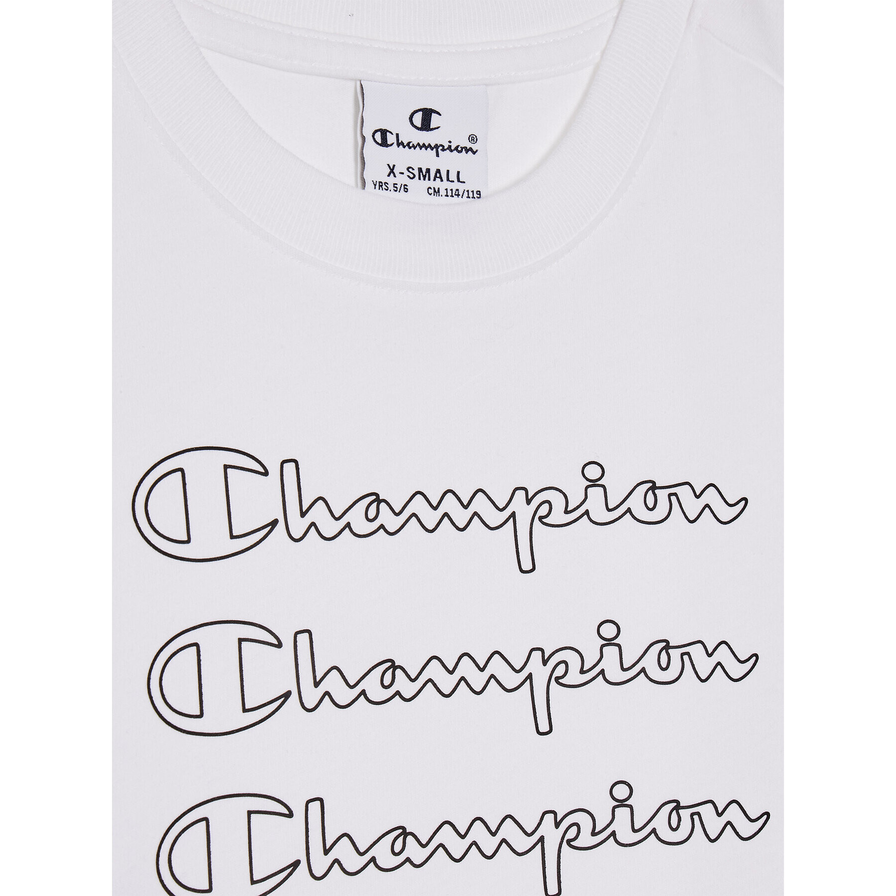 Champion T-Shirt Repeat Script Logo 404313 Bílá Custom Fit - Pepit.cz