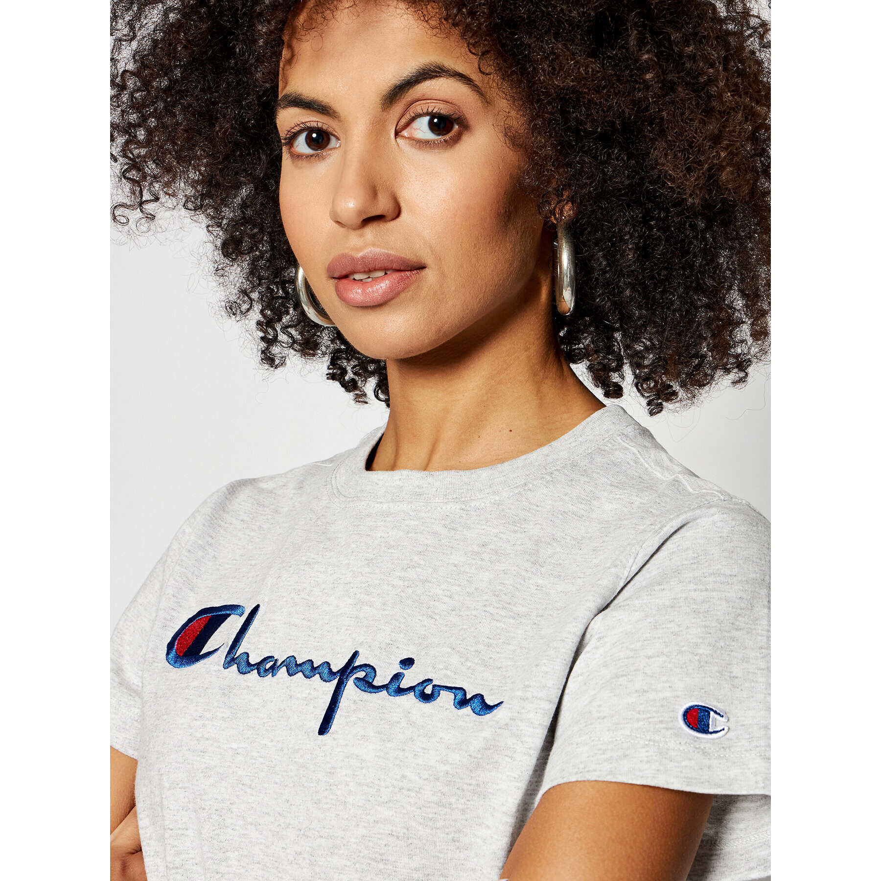 Champion T-Shirt Script Logo 110992 Šedá Heritage Fit - Pepit.cz