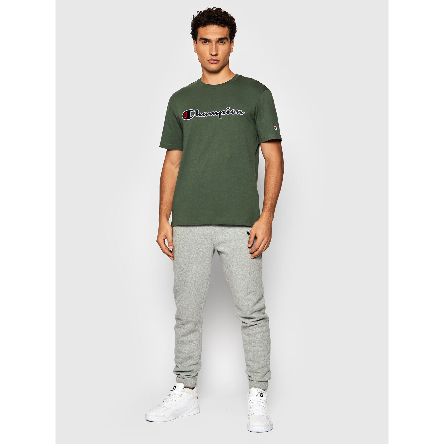 Champion T-Shirt Script Logo 216473 Zelená Regular Fit - Pepit.cz