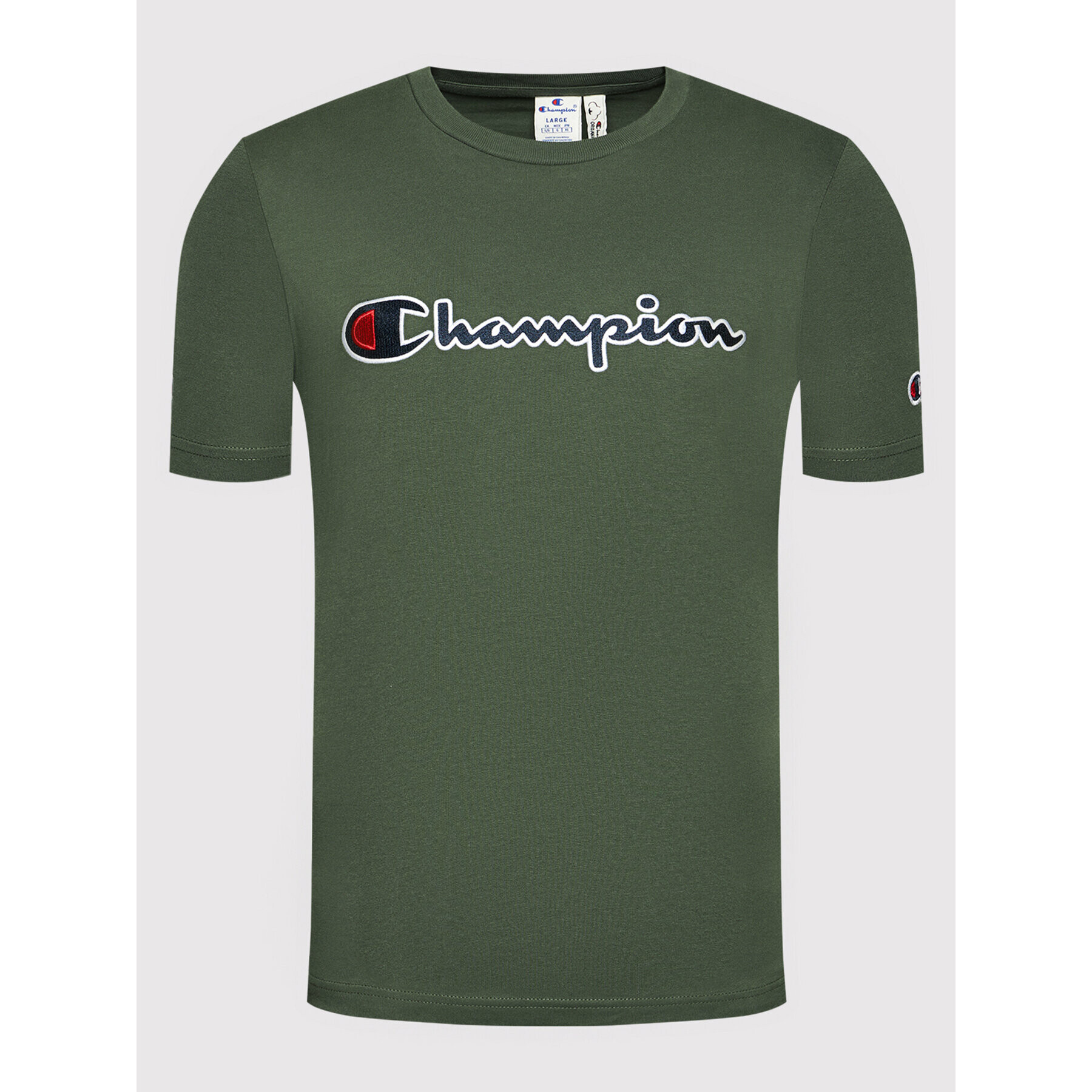 Champion T-Shirt Script Logo 216473 Zelená Regular Fit - Pepit.cz