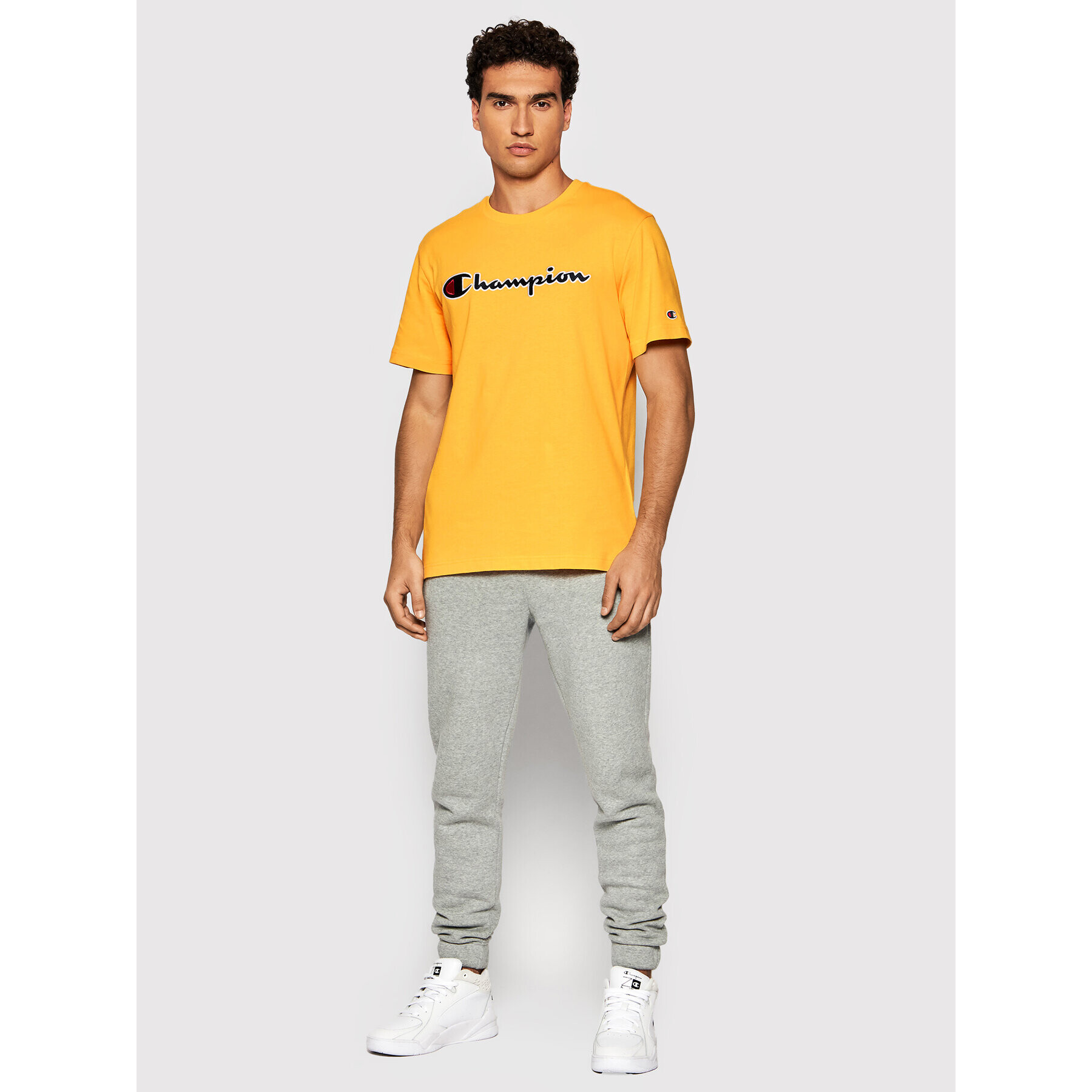 Champion T-Shirt Script Logo 216473 Žlutá Regular Fit - Pepit.cz