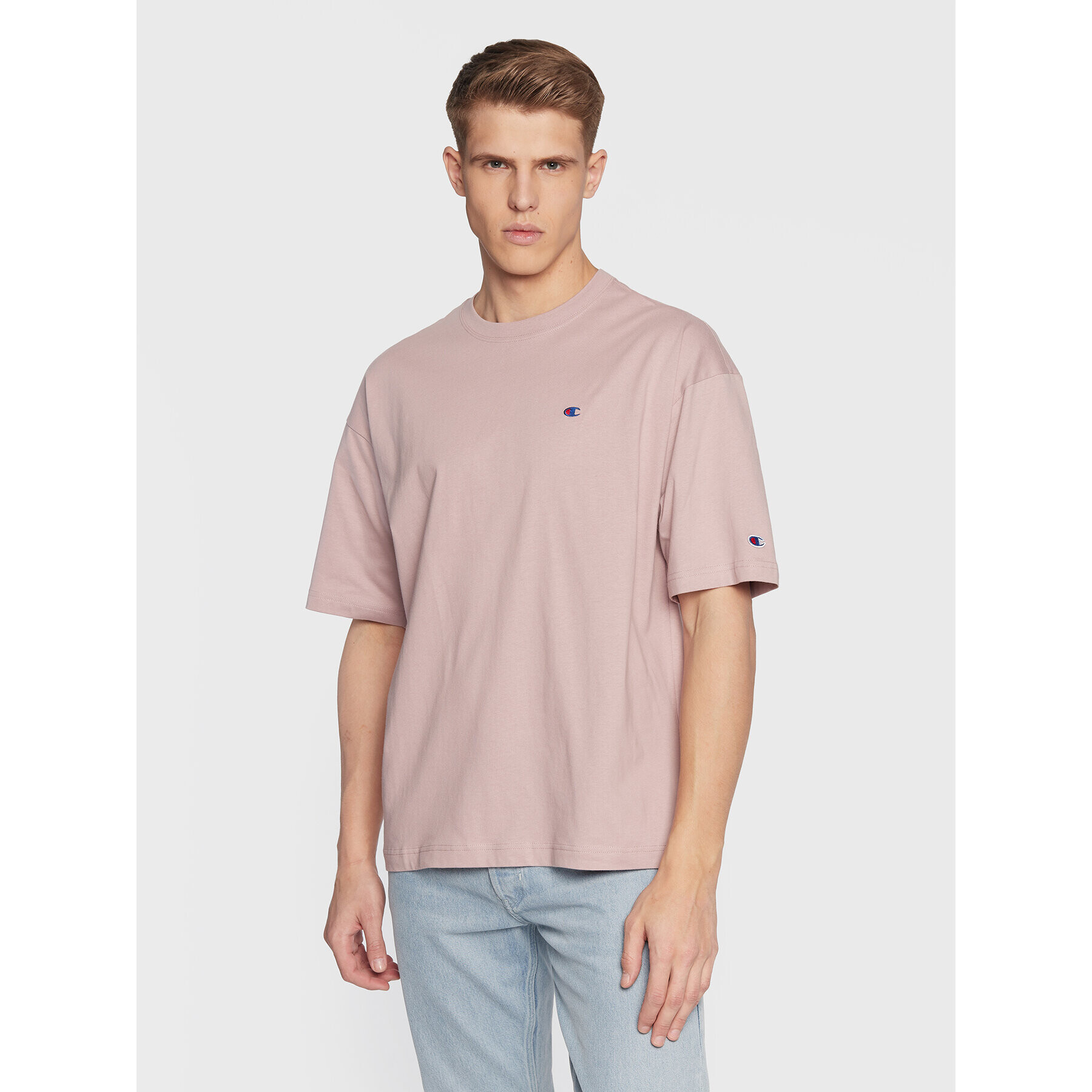 Champion T-Shirt Small C Logo 216548 Růžová Relaxed Fit - Pepit.cz