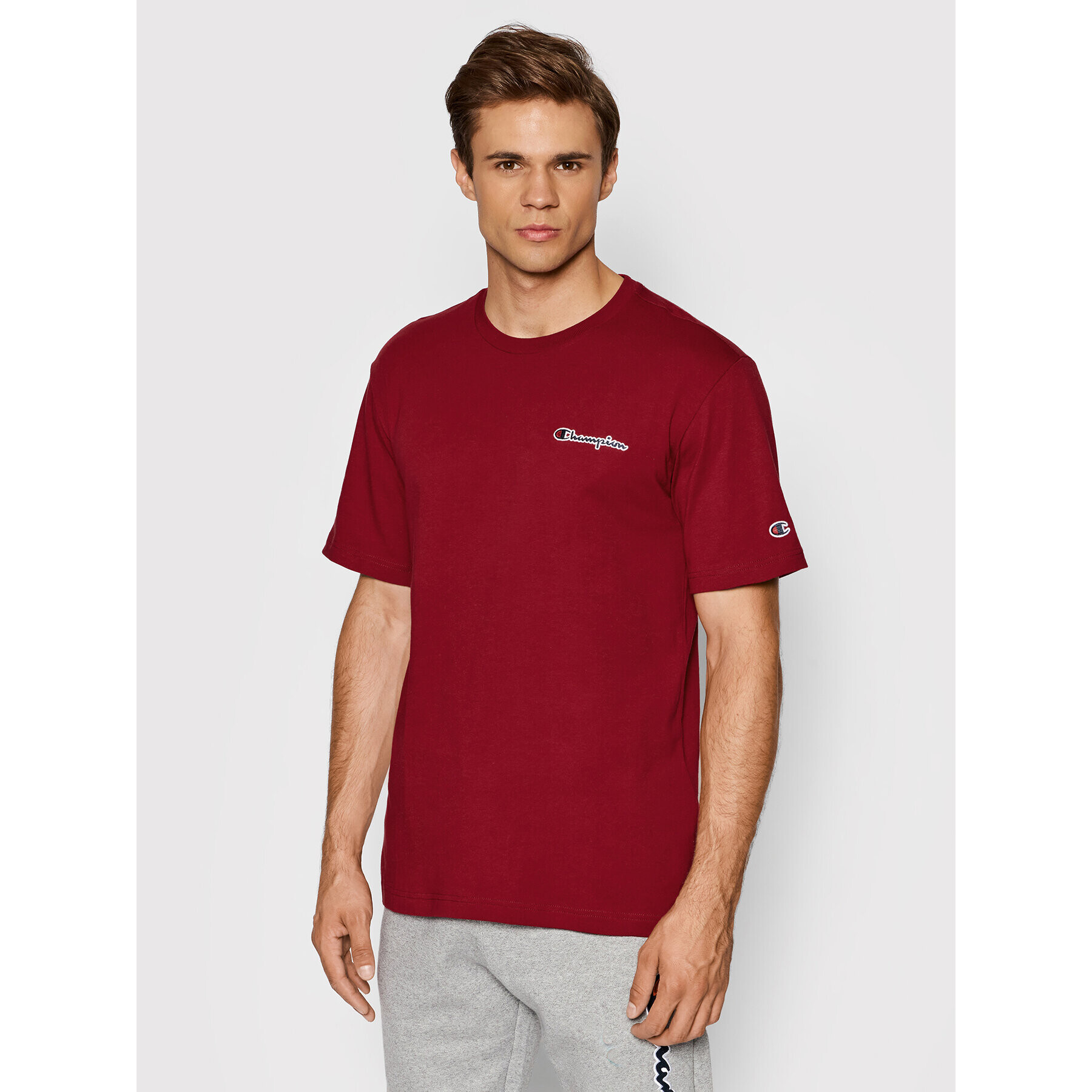 Champion T-Shirt Small Script Logo 216480 Bordó Regular Fit - Pepit.cz