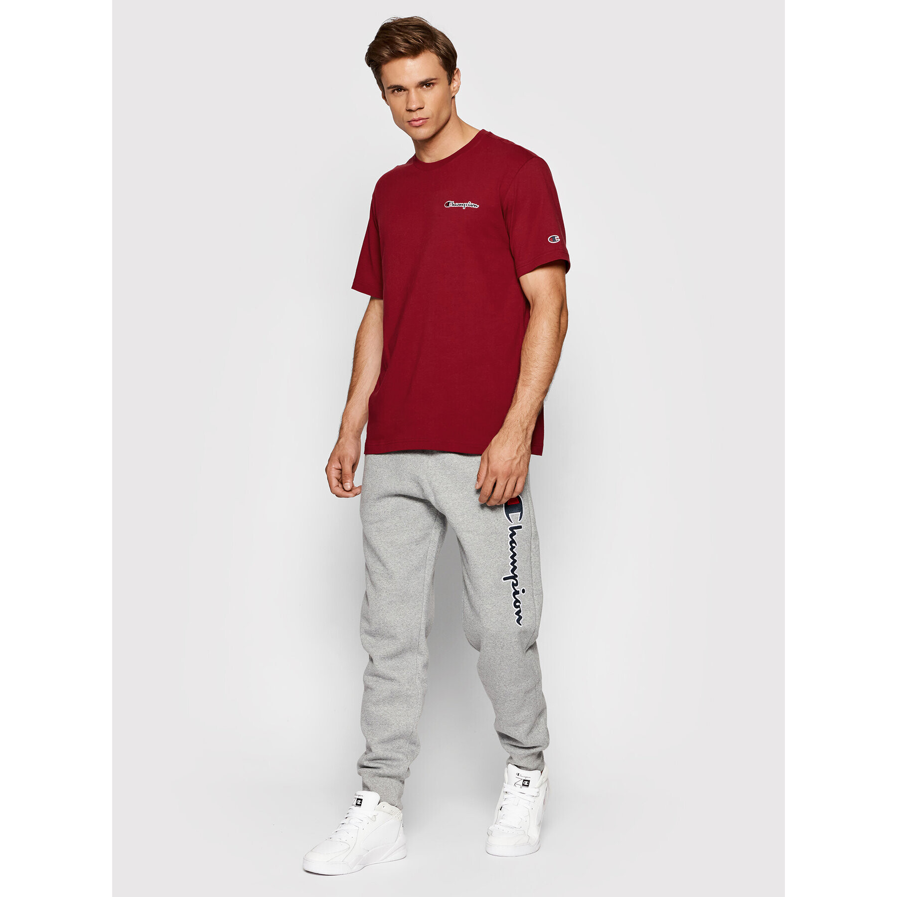 Champion T-Shirt Small Script Logo 216480 Bordó Regular Fit - Pepit.cz