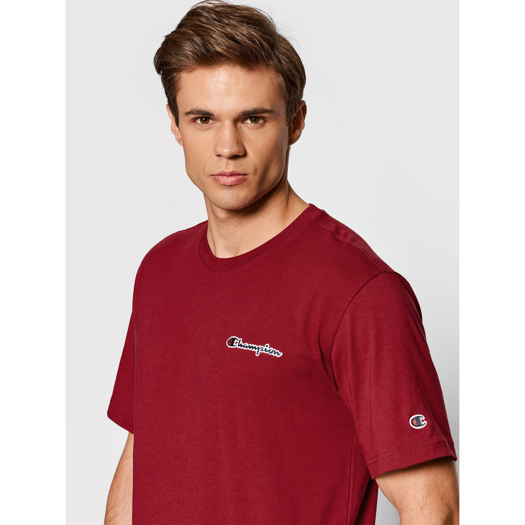 Champion T-Shirt Small Script Logo 216480 Bordó Regular Fit - Pepit.cz