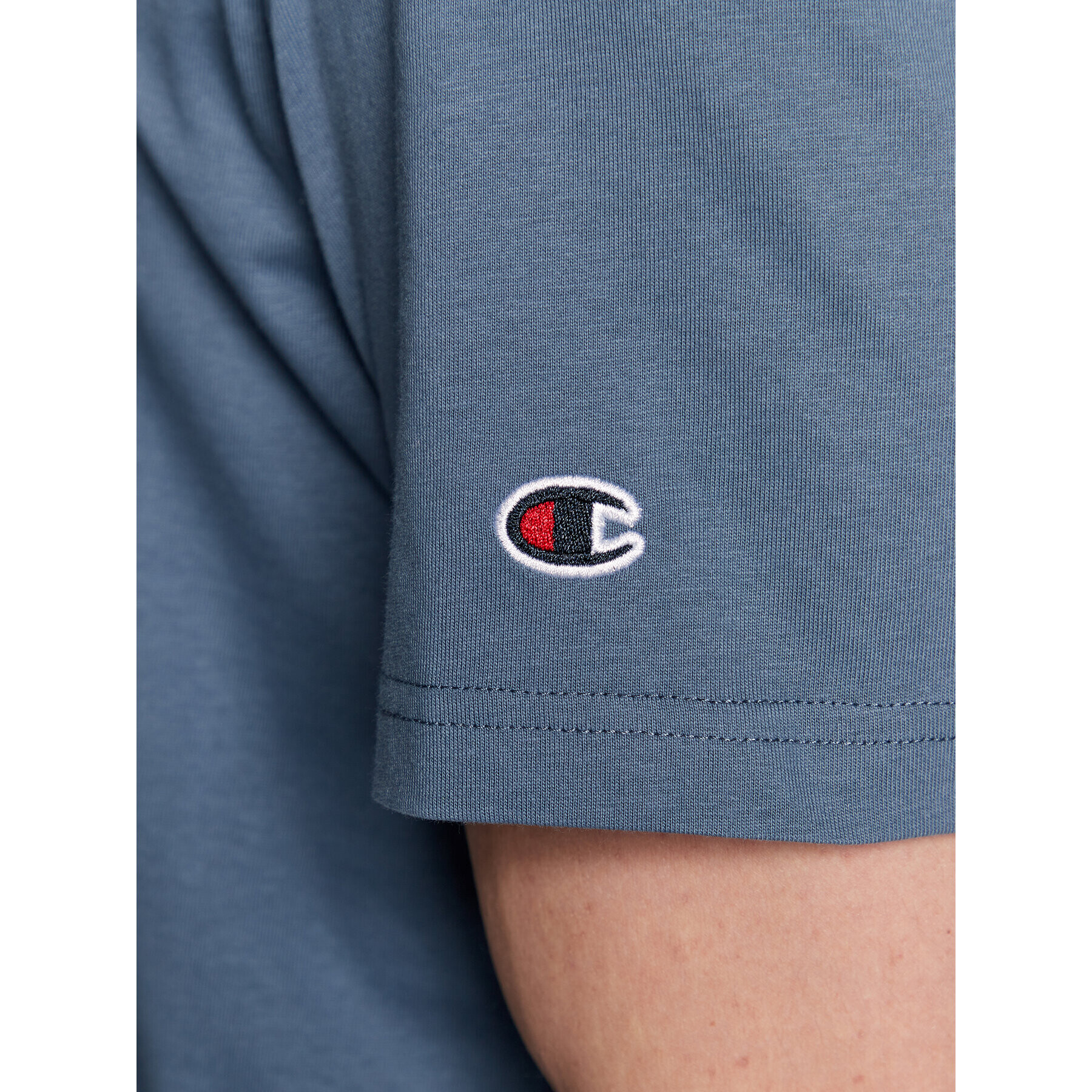 Champion T-Shirt Small Script Logo Embroidery 218006 Modrá Regular Fit - Pepit.cz