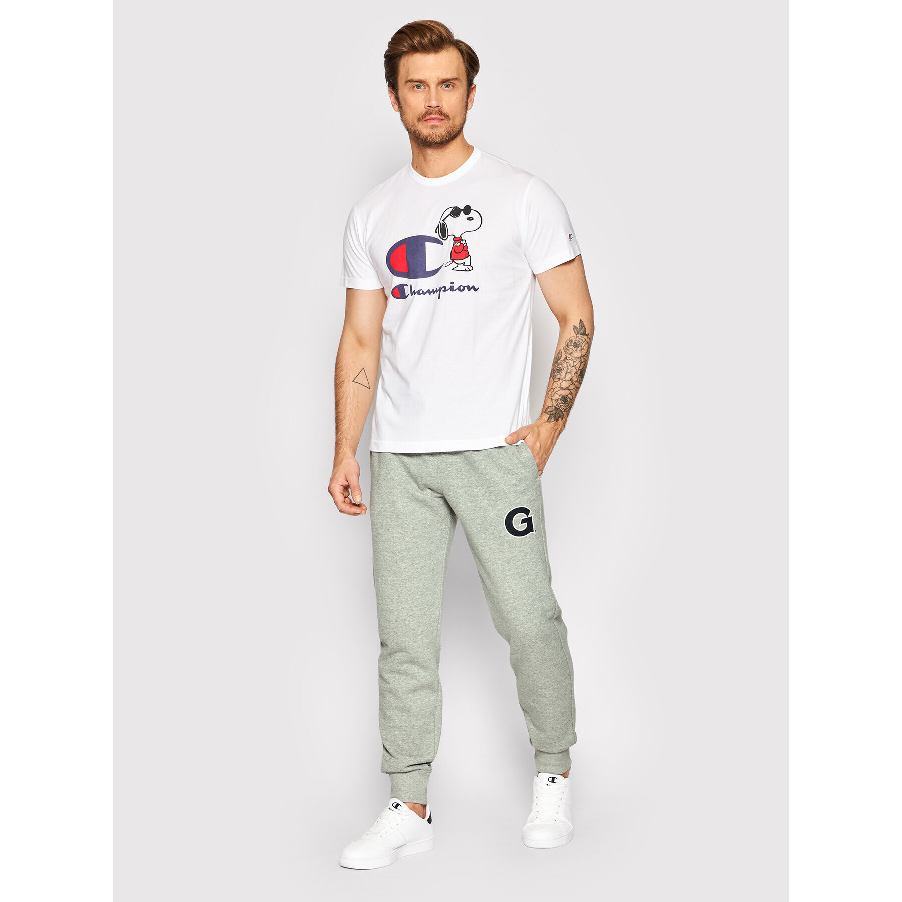 Champion Teplákové kalhoty University Print 217589 Šedá Regular Fit - Pepit.cz