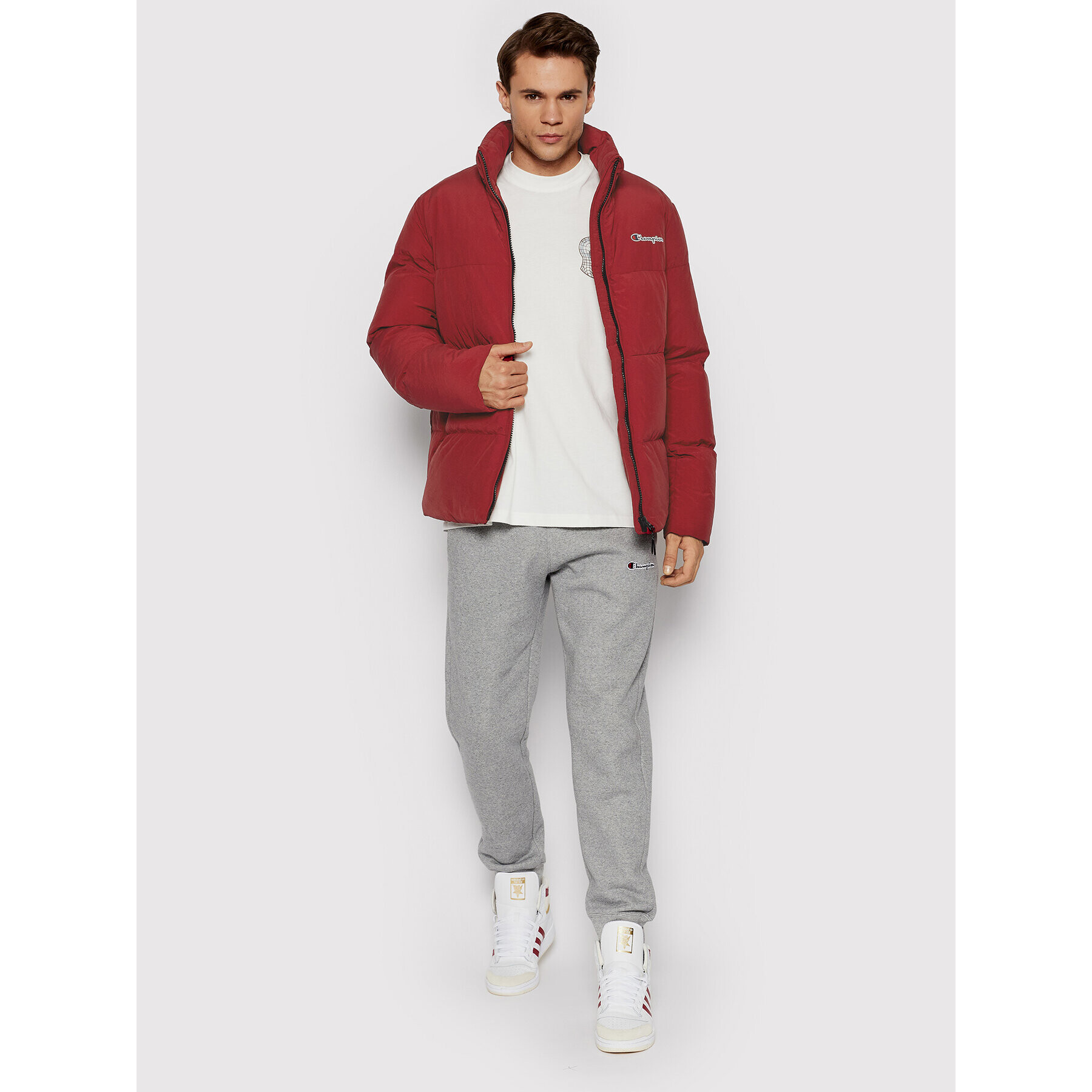 Champion Vatovaná bunda Script Logo 216953 Červená Regular Fit - Pepit.cz