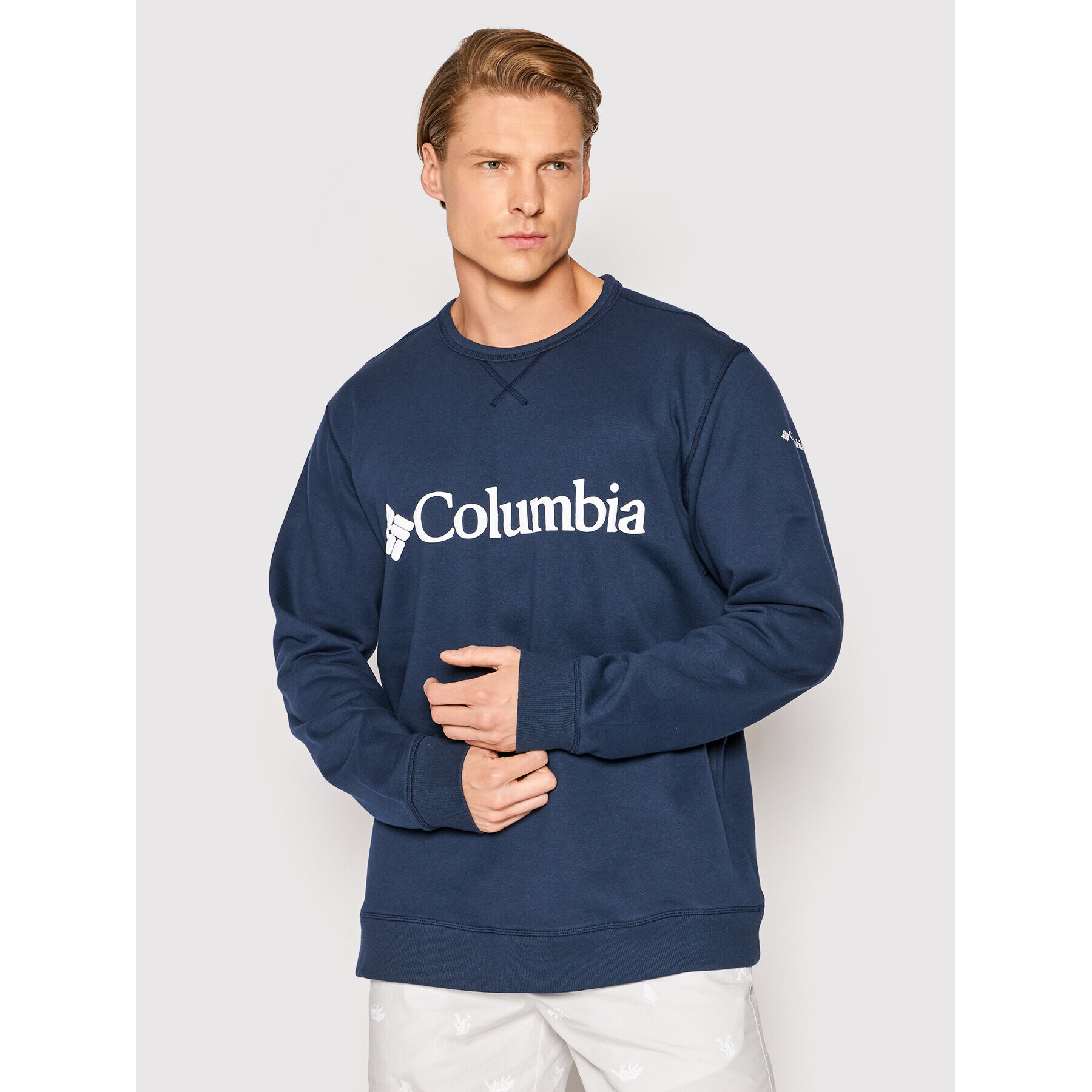 Columbia Mikina Logo Fleece Crew 1884931 Tmavomodrá Regular Fit - Pepit.cz