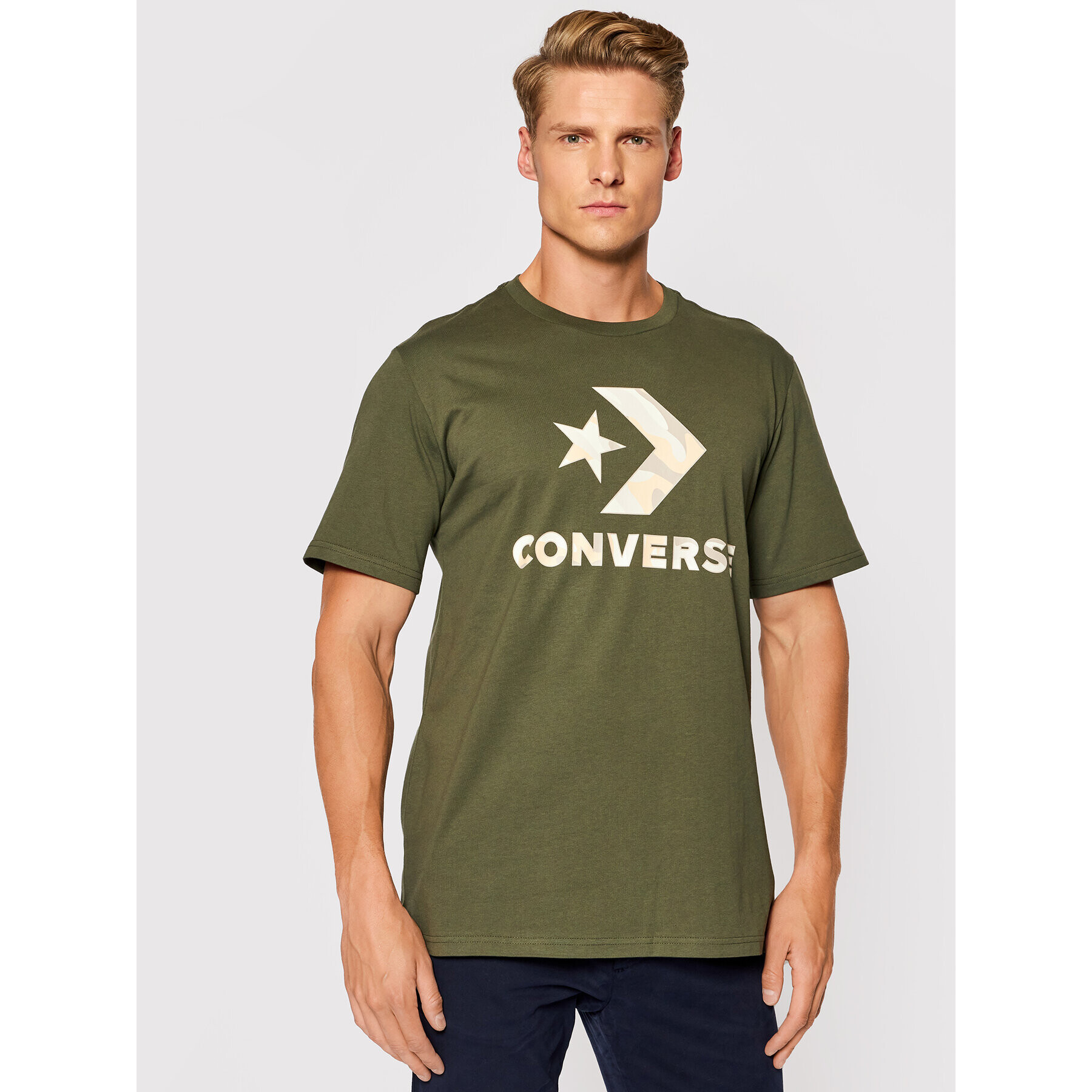 Converse T-Shirt Camo Fill Graphic 10023140-A03 Zelená Regular Fit - Pepit.cz