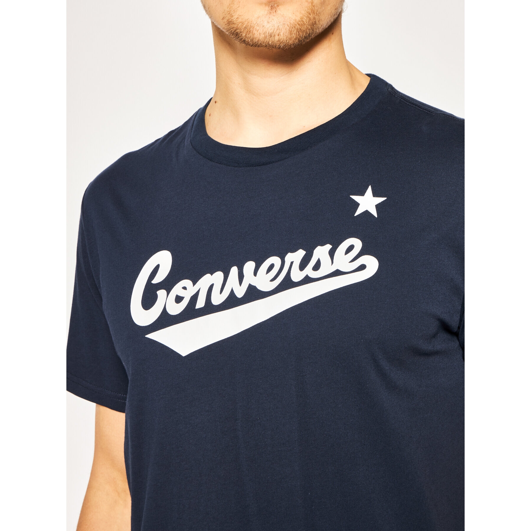 Converse T-Shirt Center Front Logo 10018235-A08 Tmavomodrá Regular Fit - Pepit.cz