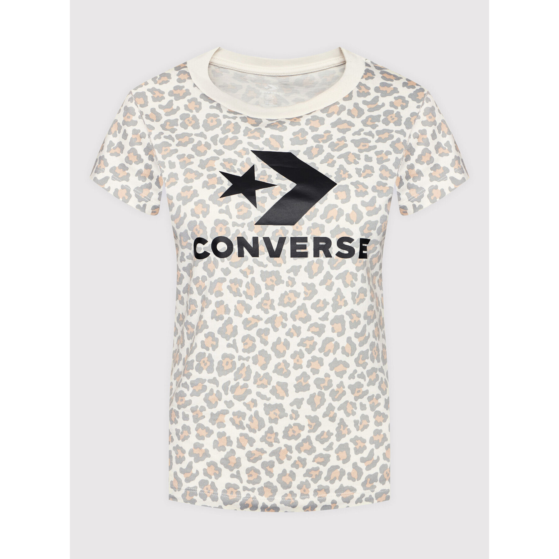 Converse T-Shirt Center Front Star Chevron Leopard 10022364-A01 Béžová Regular Fit - Pepit.cz