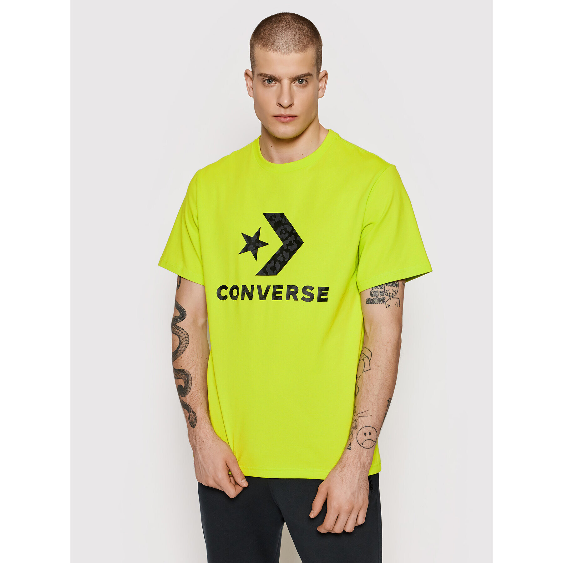 Converse T-Shirt Cheeta Star Chevron 10023444-A02 Zelená Regular Fit - Pepit.cz