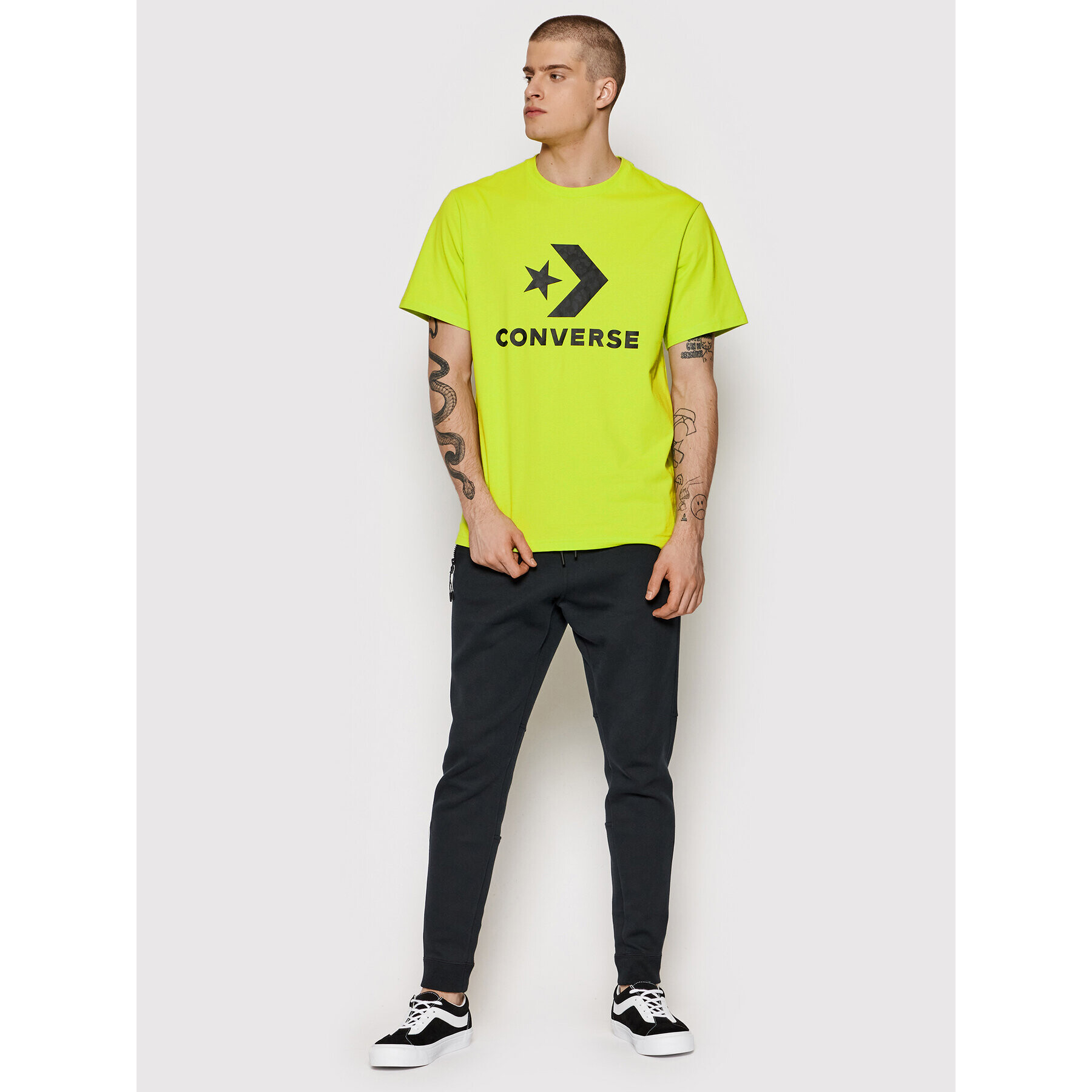 Converse T-Shirt Cheeta Star Chevron 10023444-A02 Zelená Regular Fit - Pepit.cz