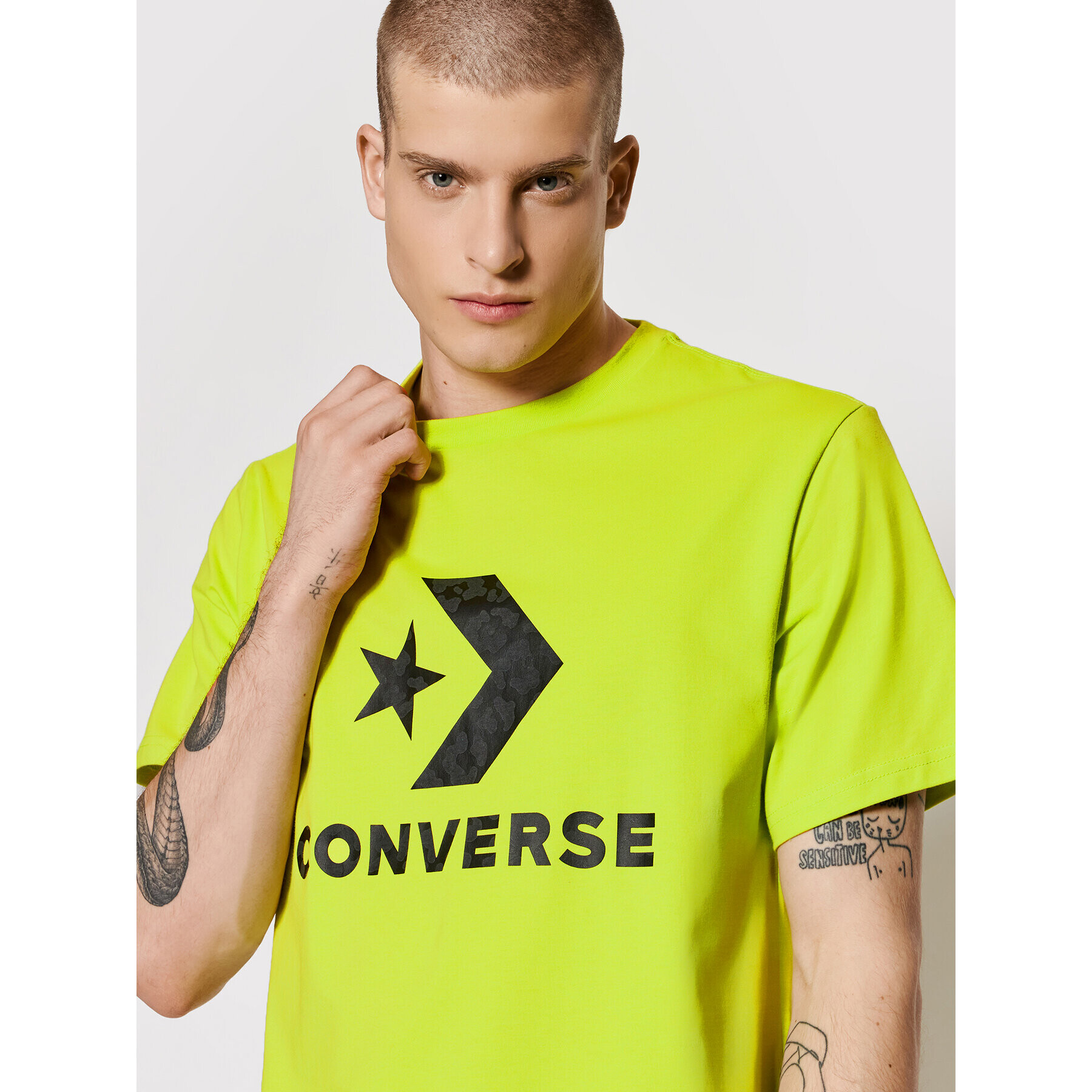 Converse T-Shirt Cheeta Star Chevron 10023444-A02 Zelená Regular Fit - Pepit.cz