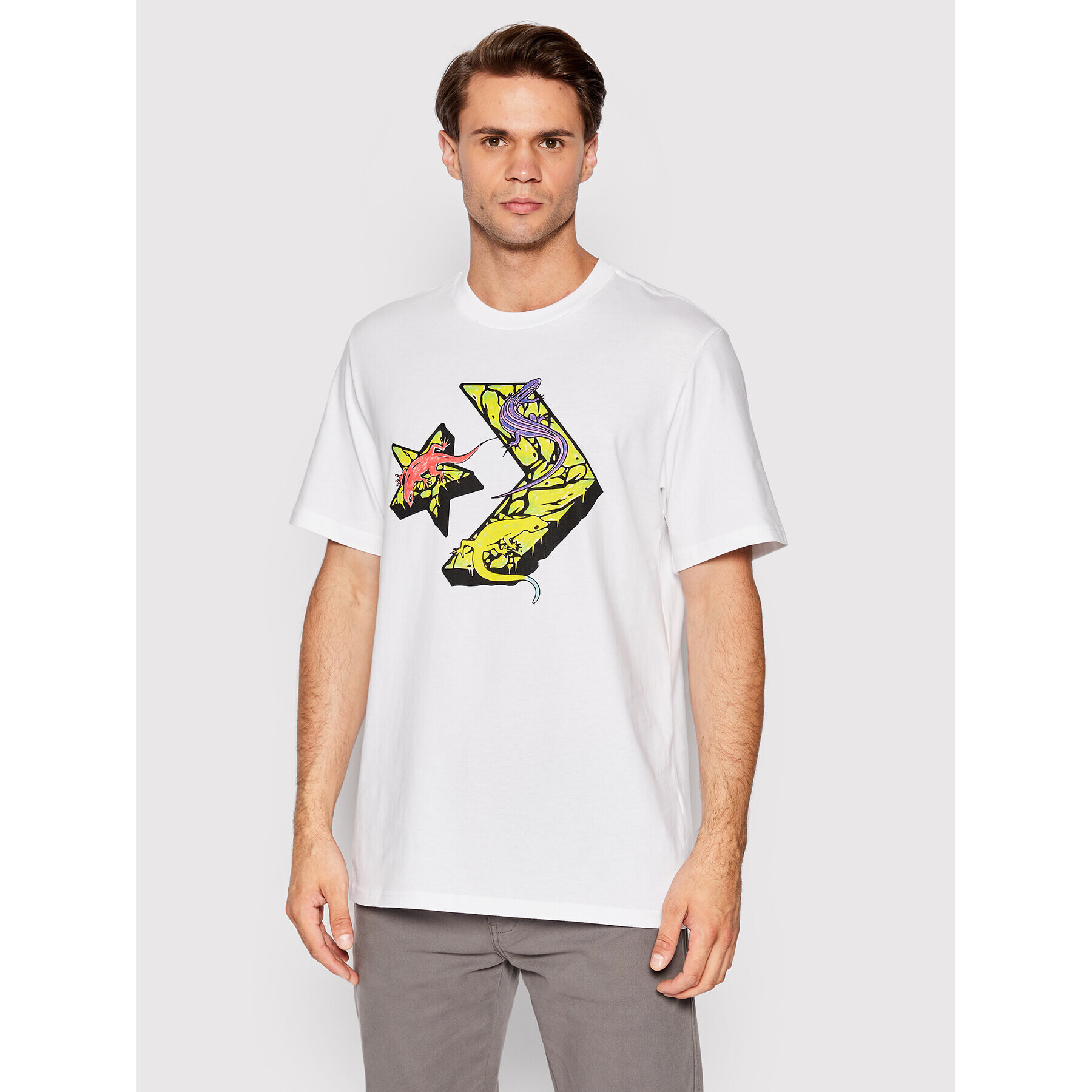 Converse T-Shirt Chevron Lizard Graphic 10023784-A01 Bílá Standard Fit - Pepit.cz