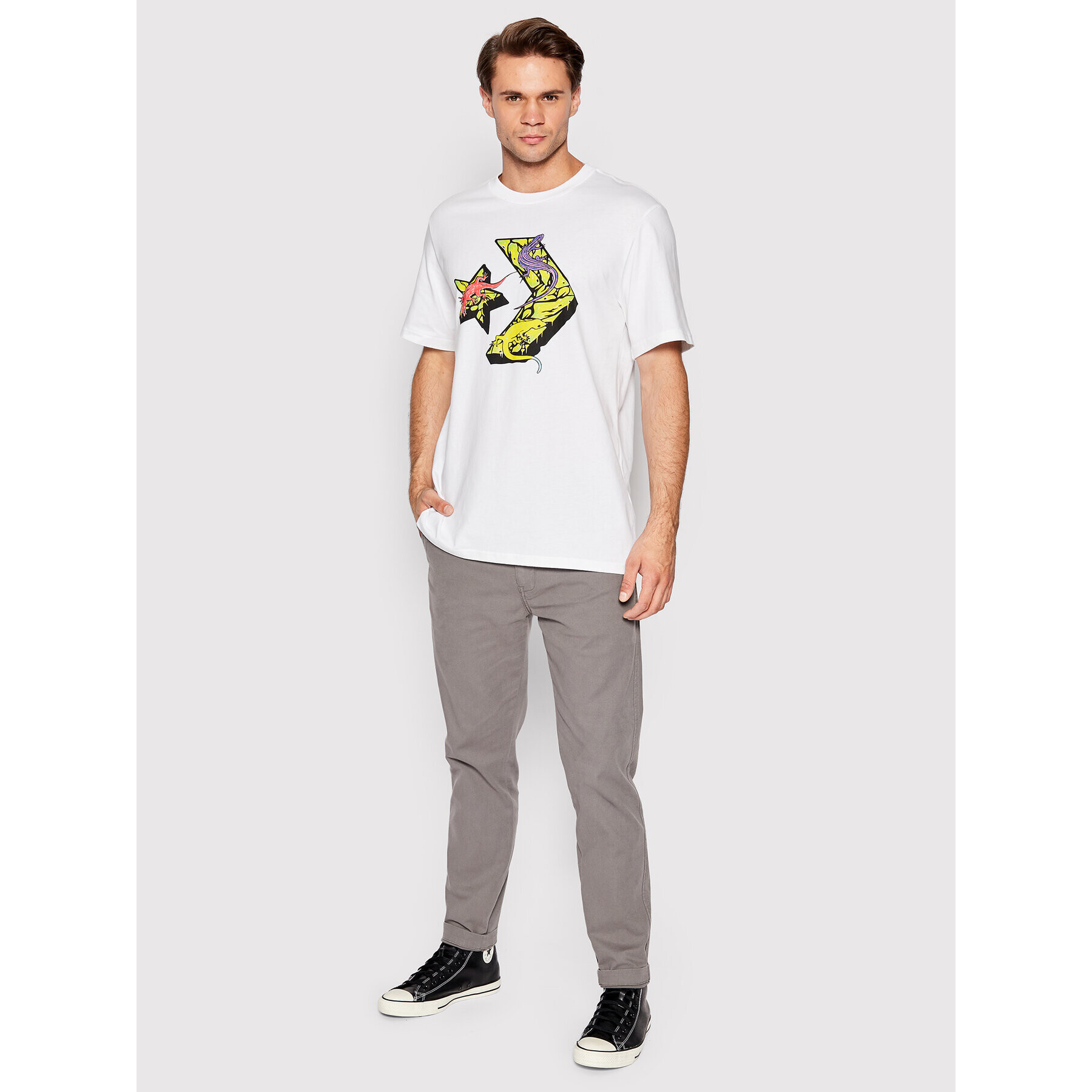 Converse T-Shirt Chevron Lizard Graphic 10023784-A01 Bílá Standard Fit - Pepit.cz